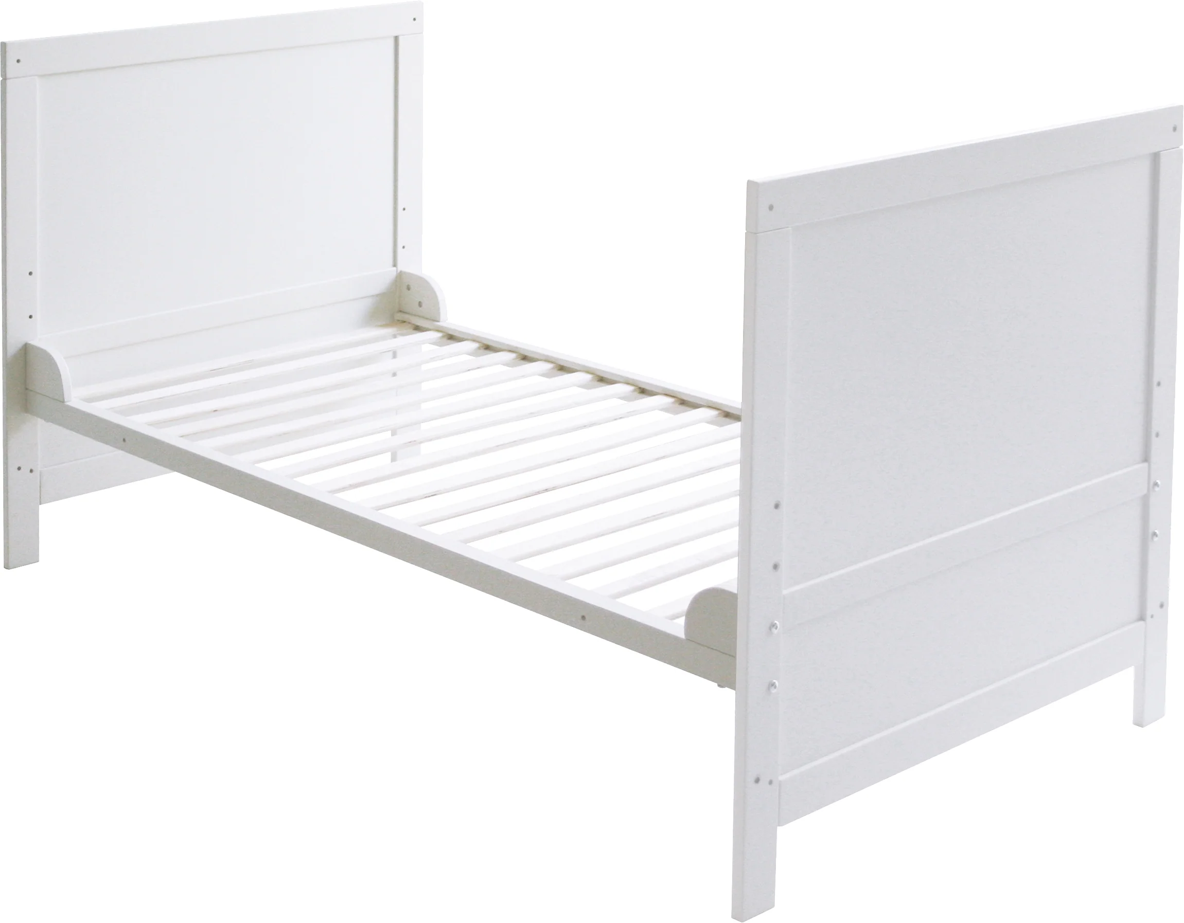 Kombi-Kinderbett, 70 x 140 cm, weiß, 3-fach verstellbar, Schlupfstäbe, umbaubar zum Juniorbett - Image 3