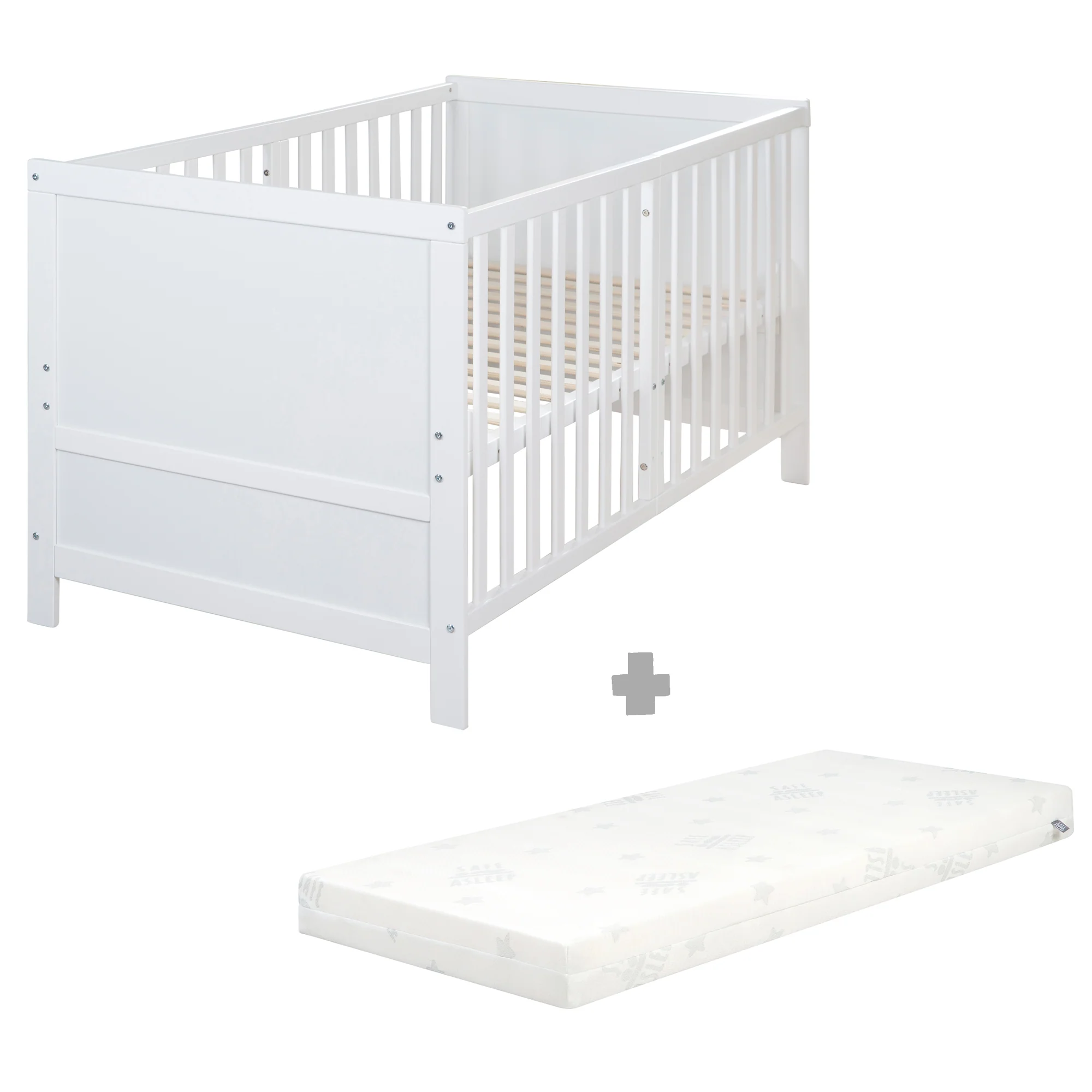 Kombi-Kinderbett EASY SLEEP 70x140 inkl. Umbauecken - Holz weiß lackiert - Image 16