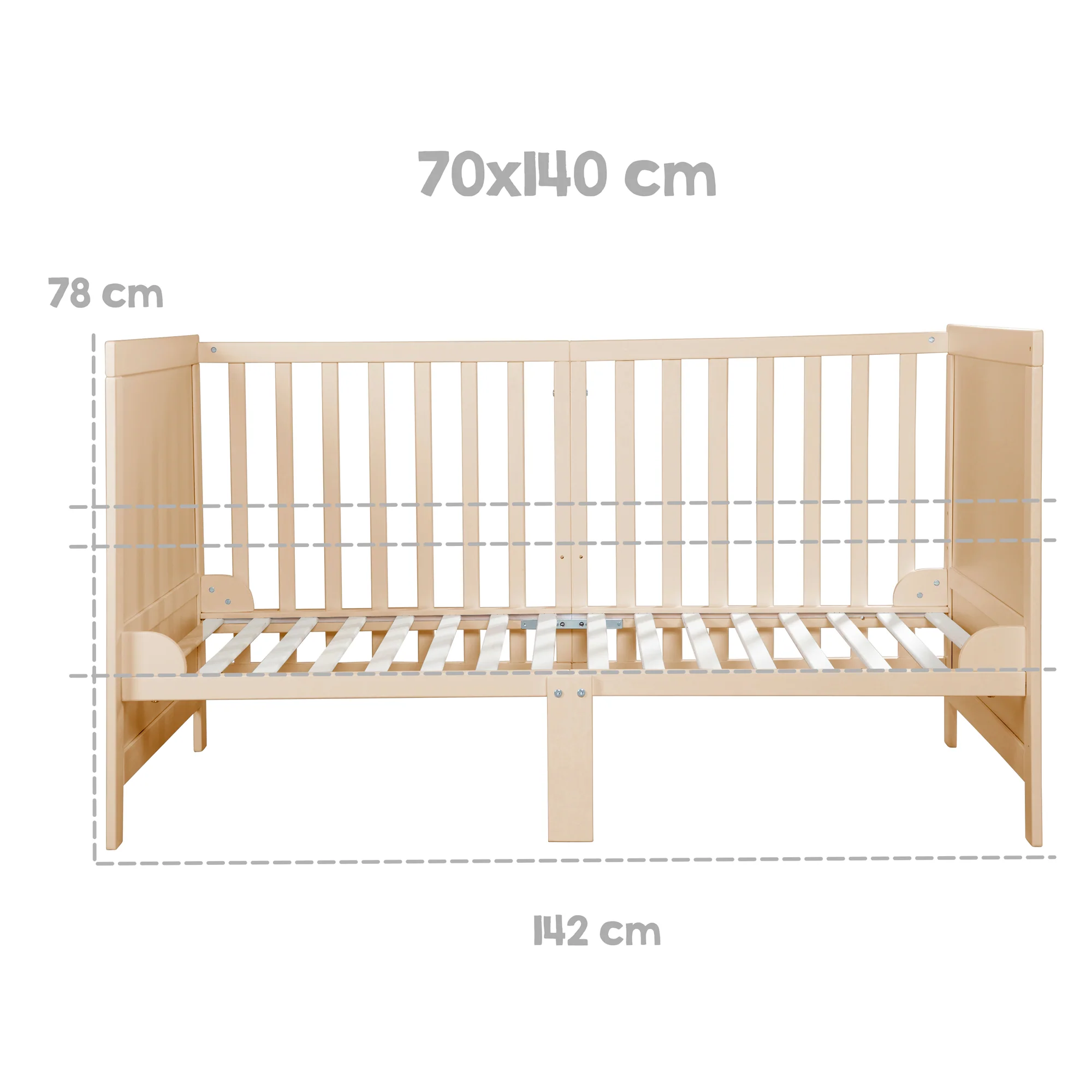Kombi-Kinderbett EASY SLEEP 70x140 inkl. Umbauecken - Holz natur - Image 14