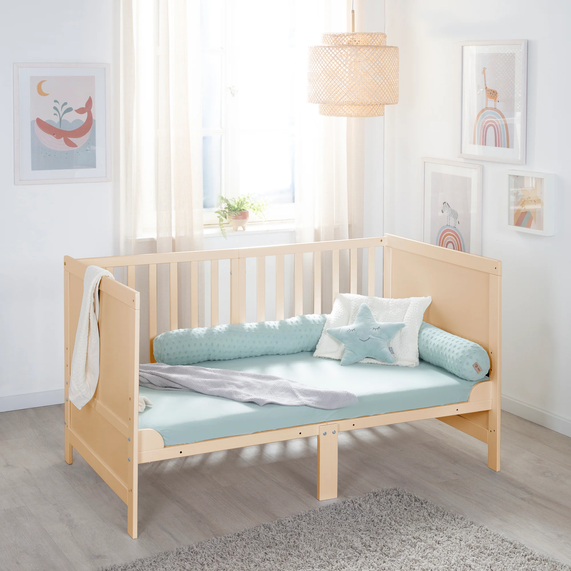 Kombi-Kinderbett EASY SLEEP 70x140 inkl. Umbauecken - Holz natur - Image 4