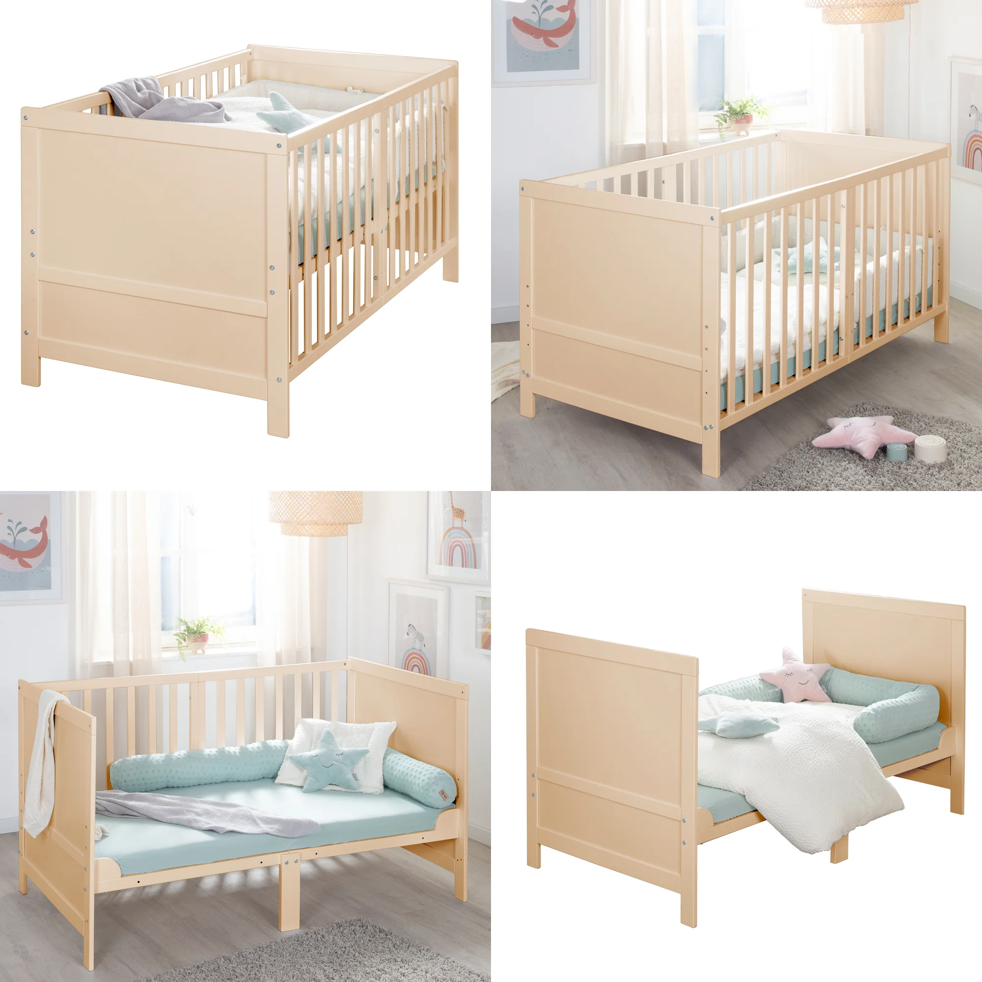 Kombi-Kinderbett EASY SLEEP 70x140 inkl. Umbauecken - Holz natur - Image 5