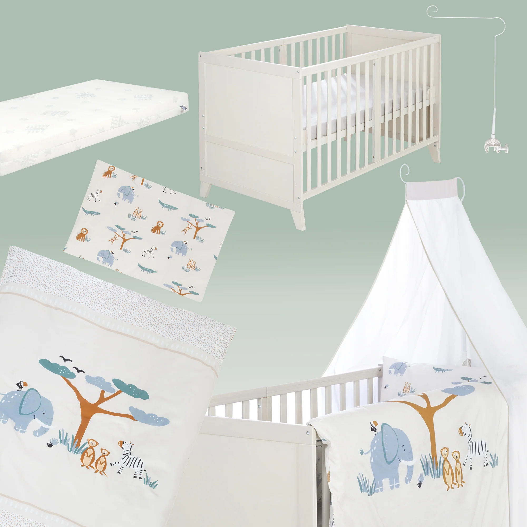 Babybettset 'Savanna Friends' 70 x 140 inkl. kompletter Ausstattung - Naturgrau / Beige - Image 3