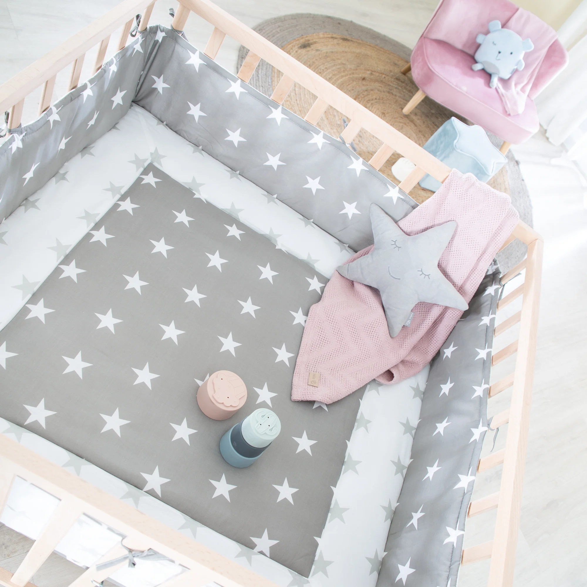 Laufgitter aus Holz + Einlage 'Little Stars' - 3-fach höhenverstellbar - Natur - Image 13