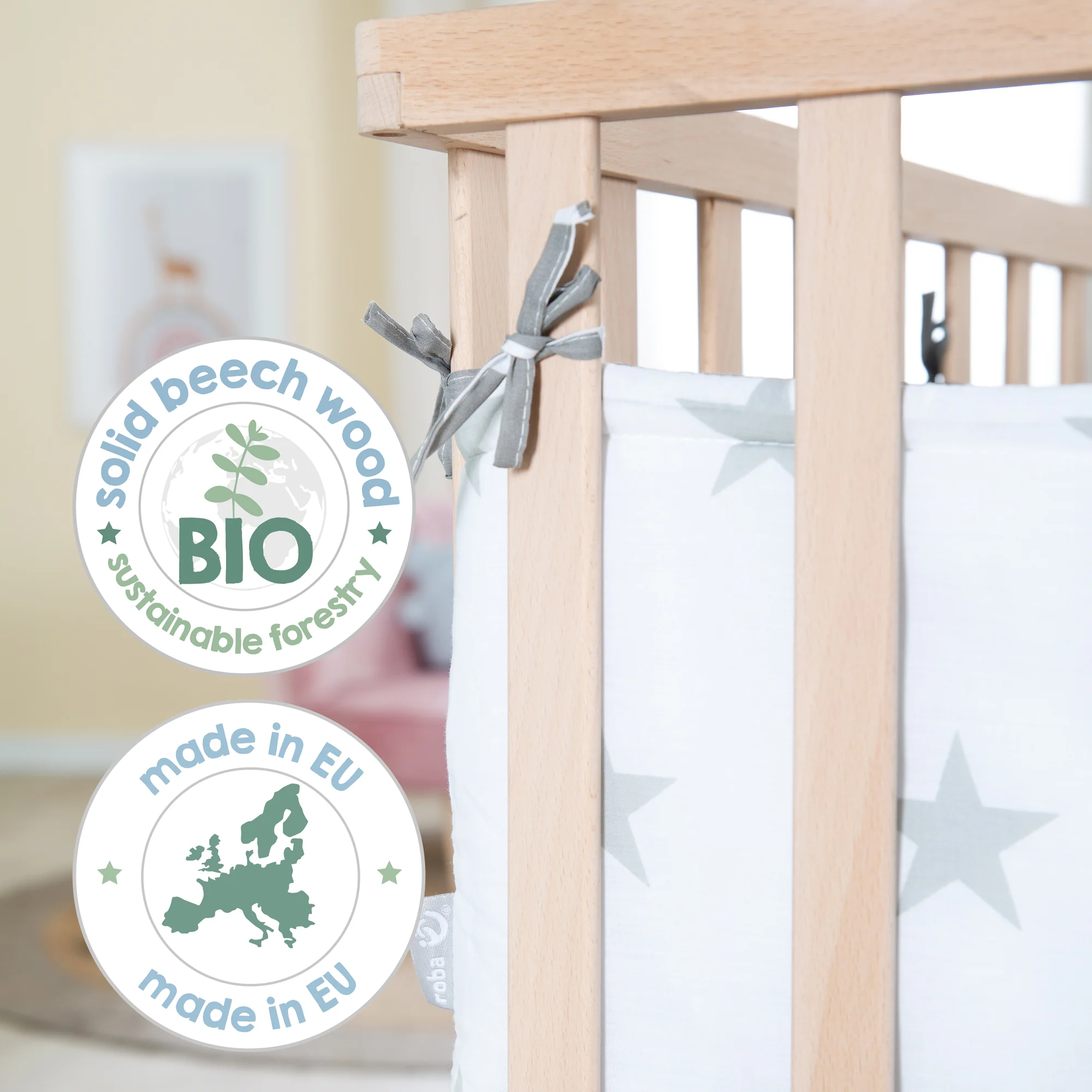Laufgitter aus Holz + Einlage 'Little Stars' - 3-fach höhenverstellbar - Natur - Image 16
