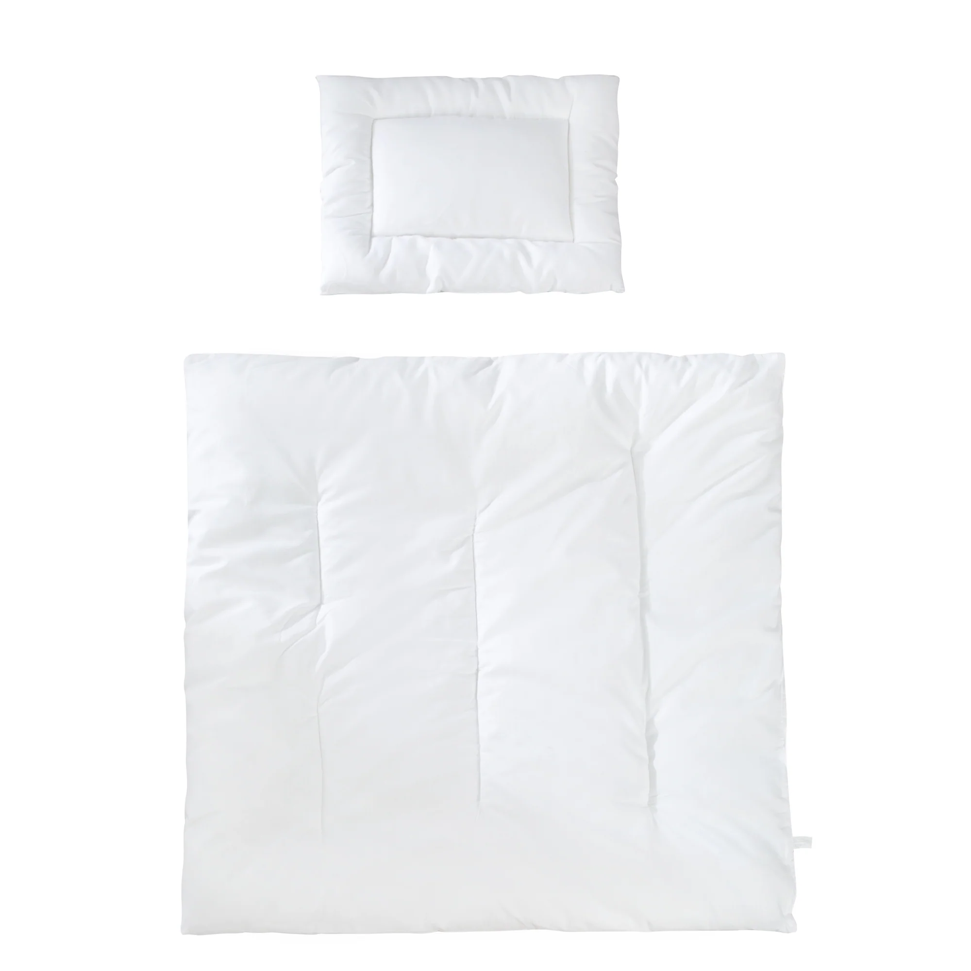 Kindersteppbett, ganzjähriges Wiegenset (Inlett), weiß, Decke 80 x 80 cm und Kissen 40 x 35 cm