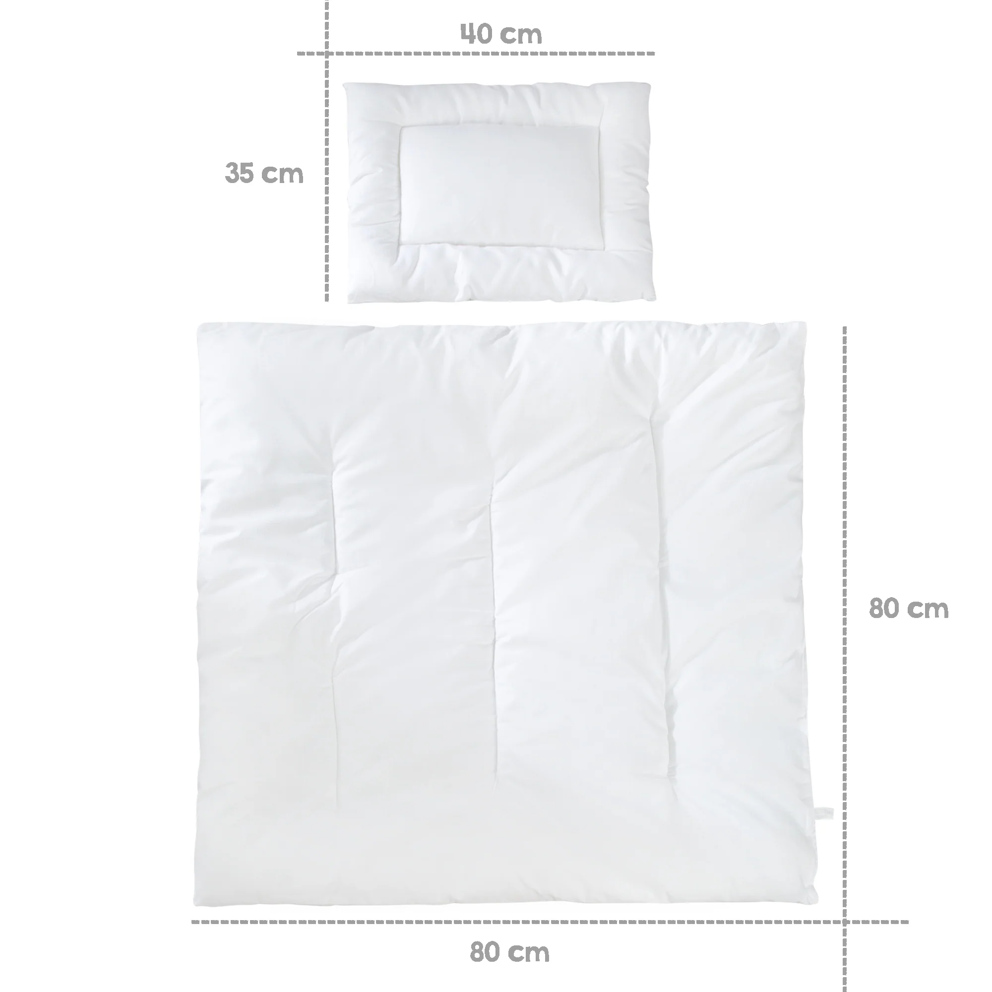 Kindersteppbett, ganzjähriges Wiegenset (Inlett), weiß, Decke 80 x 80 cm und Kissen 40 x 35 cm - Image 3