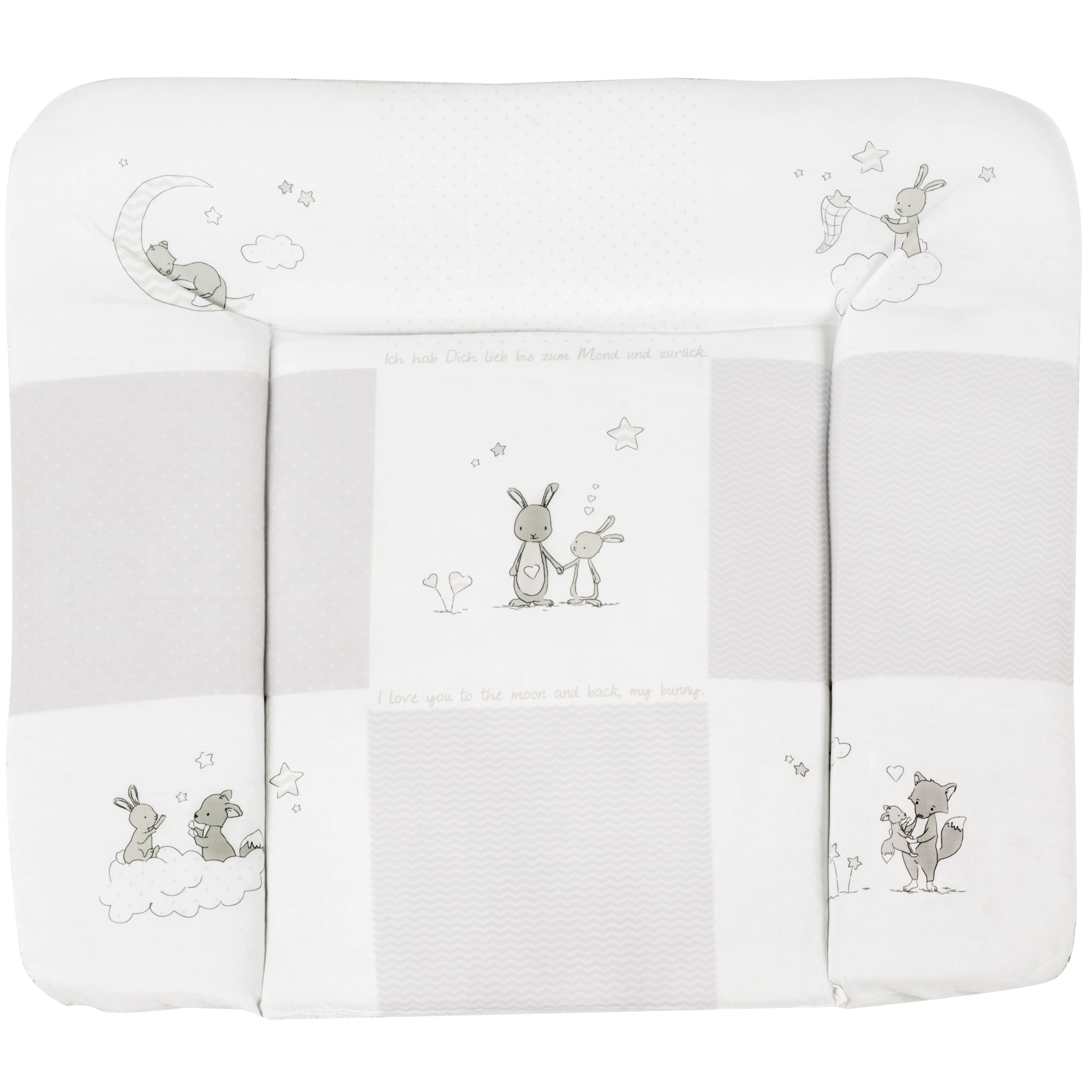 Wickelauflage 'Fox & Bunny', 85 x 75 cm, weiche Wickelunterlage, PU beschichtet