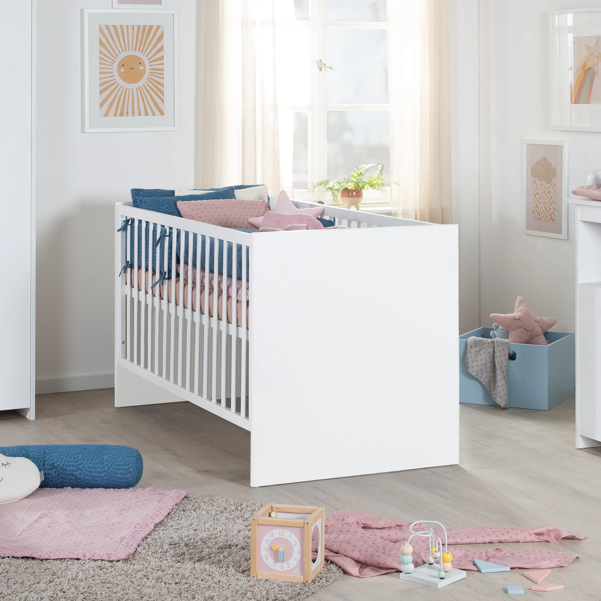 Kinderzimmer 'Lilo' - Kombi-Bett 70x140 + Wickelkommode + Kleiderschrank 2-türig - Weiß - Image 10