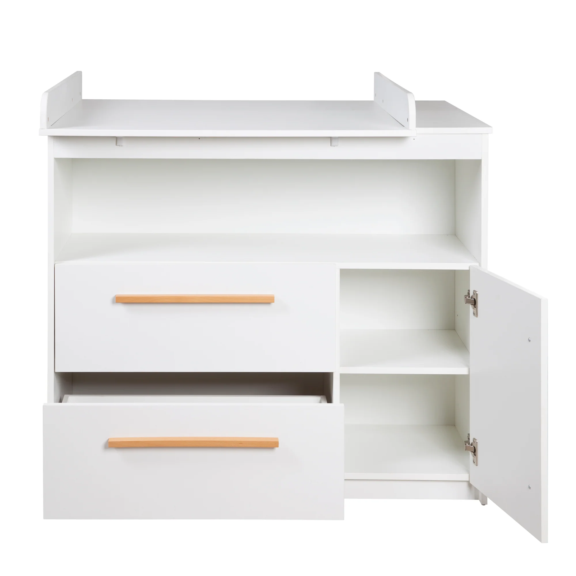 Kinderzimmer 'Lilo' - Kombi-Bett 70x140 + Wickelkommode + Kleiderschrank 2-türig - Weiß - Image 5