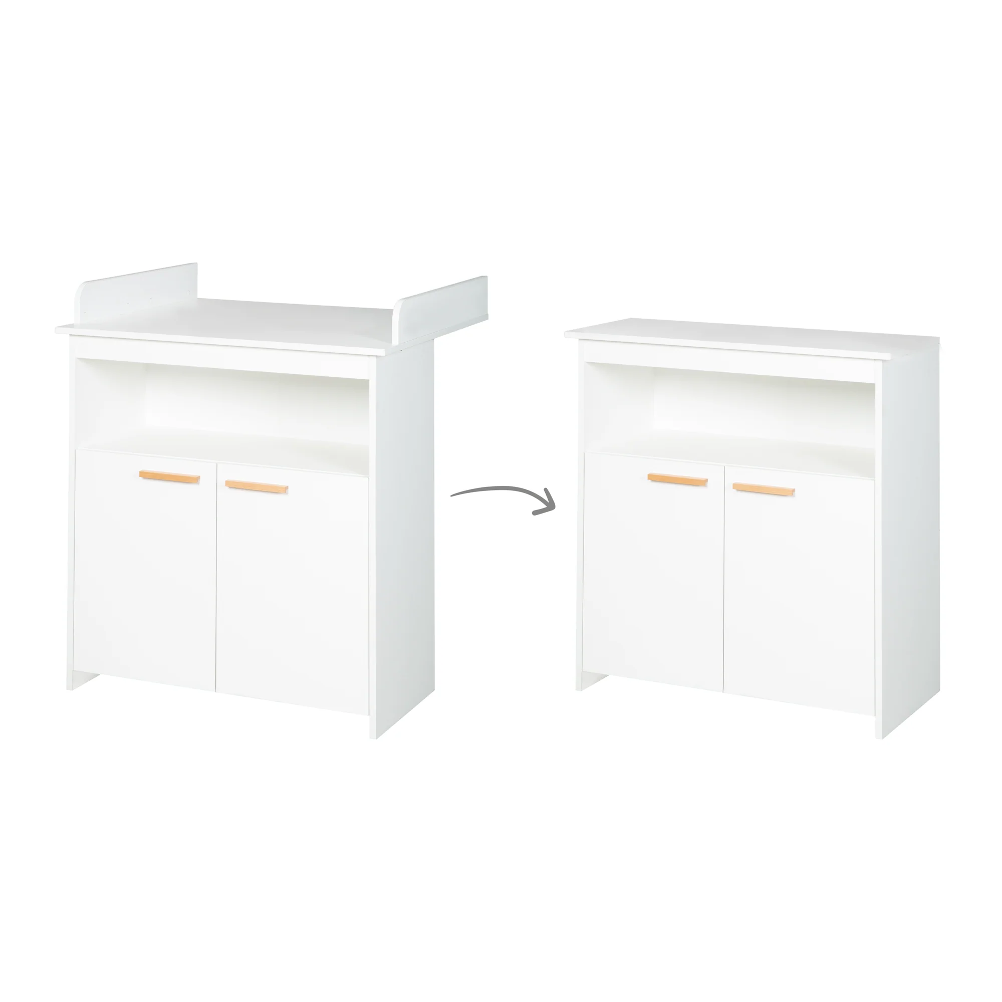 Zimmer Set 'Lilo' - Kombi-Bett 70x140 + Wickelkommode + Kleiderschrank - Weiß - Image 11