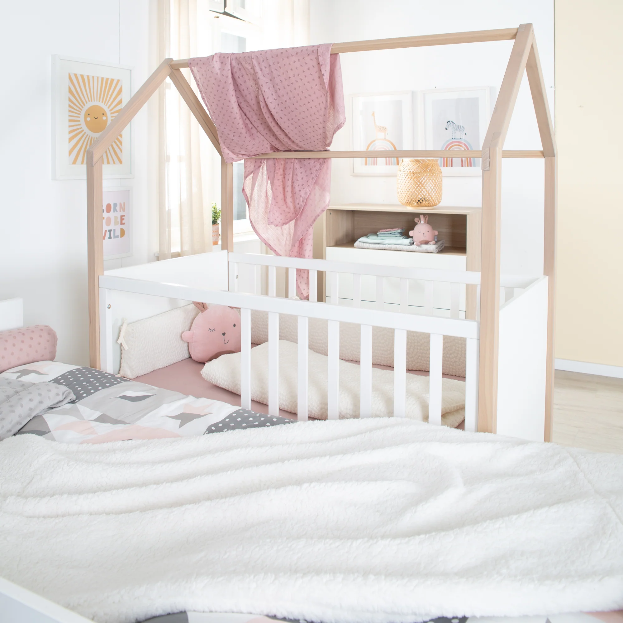 Babyzimmer Set Cabane 3-teilig in Hausoptik - Weiß / Dekor Eiche - Image 18