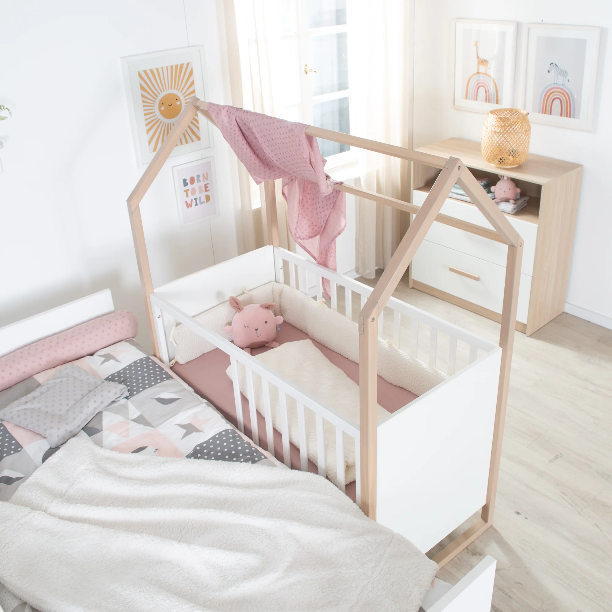 Babyzimmer Set Cabane 3-teilig in Hausoptik - Weiß / Dekor Eiche - Image 19