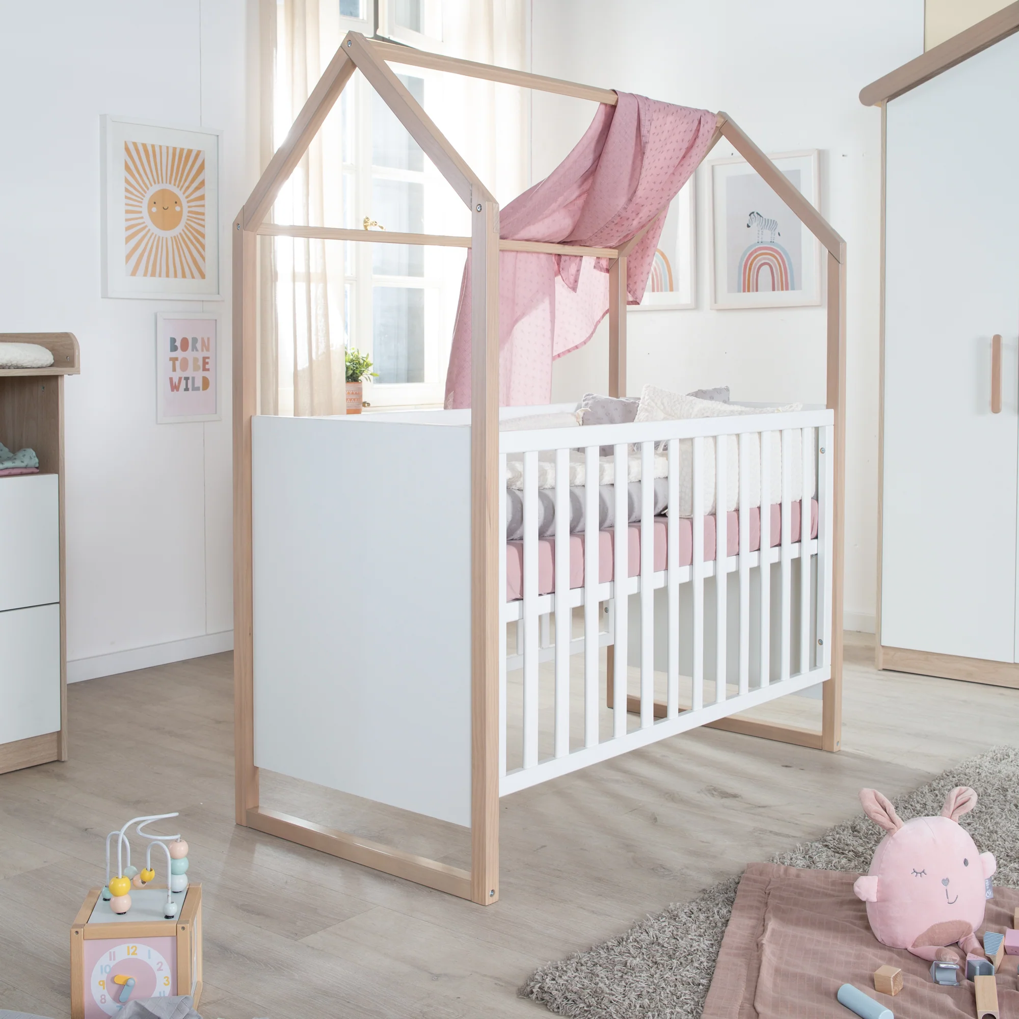 Babyzimmer Set Cabane 3-teilig in Hausoptik - Weiß / Dekor Eiche - Image 20