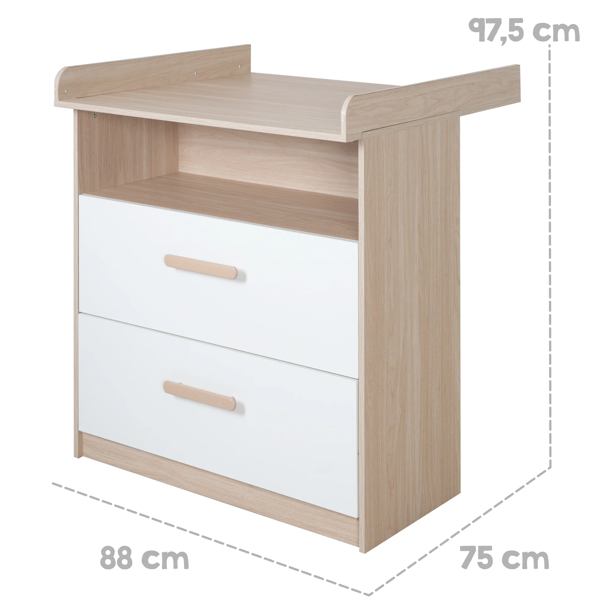 Babyzimmer Set Cabane 3-teilig in Hausoptik - Weiß / Dekor Eiche - Image 25
