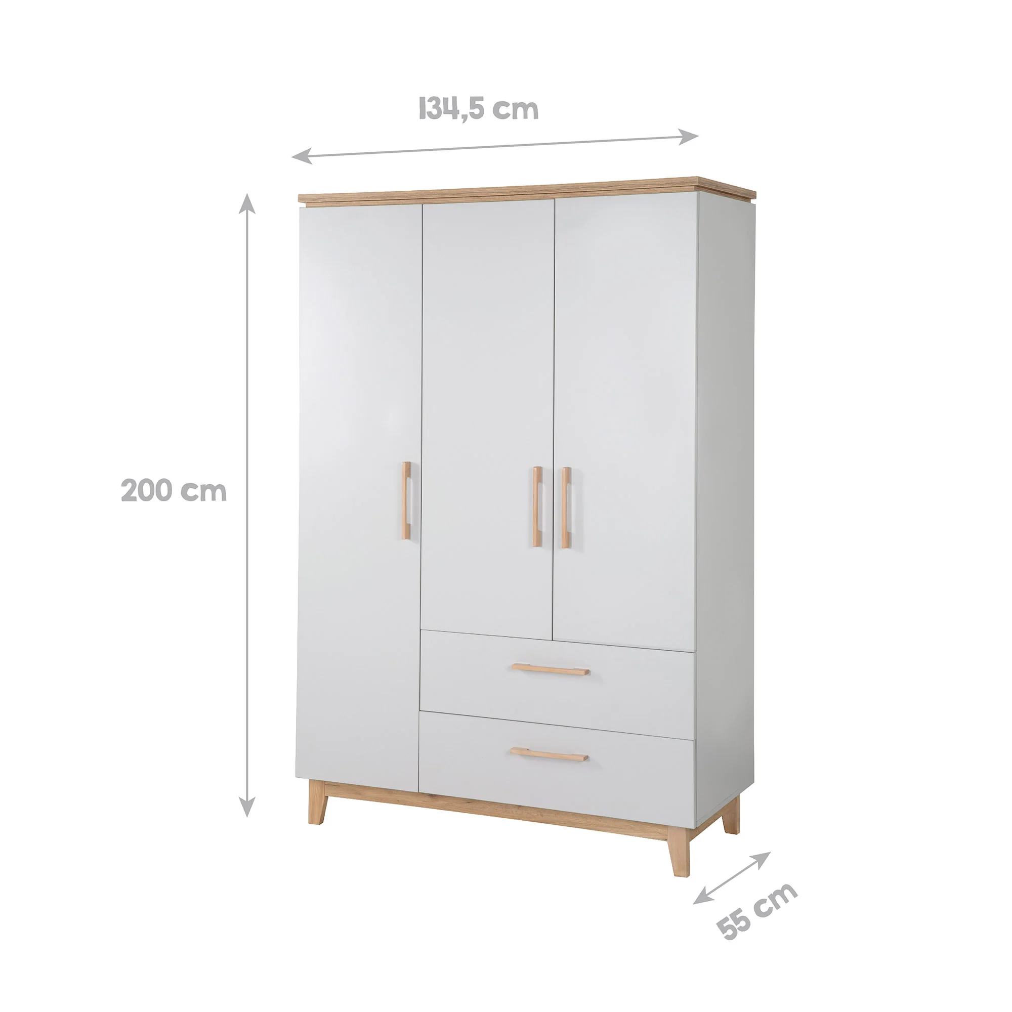 Kinderzimmerset 'Caro', inkl. Kombi-Bett 70 x 140 cm, Wickelkommode & 3-türigem Schrank, Lichtgrau/Goldeiche - Image 12