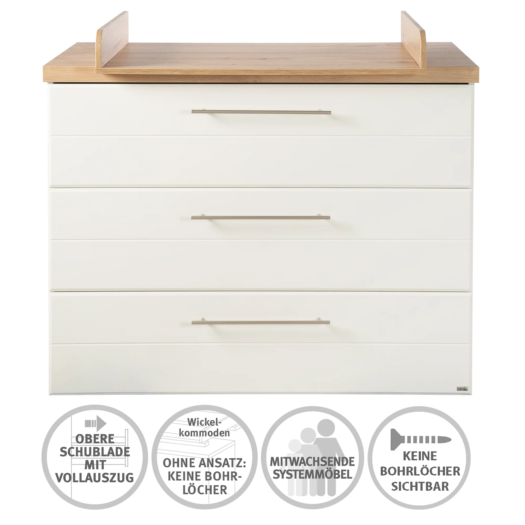Zimmerset 'Nele' 3-teilig, inkl. Kombi-Kinderbett 70 x 140 cm, Wickelkommode & Schrank 3-türig - Image 7
