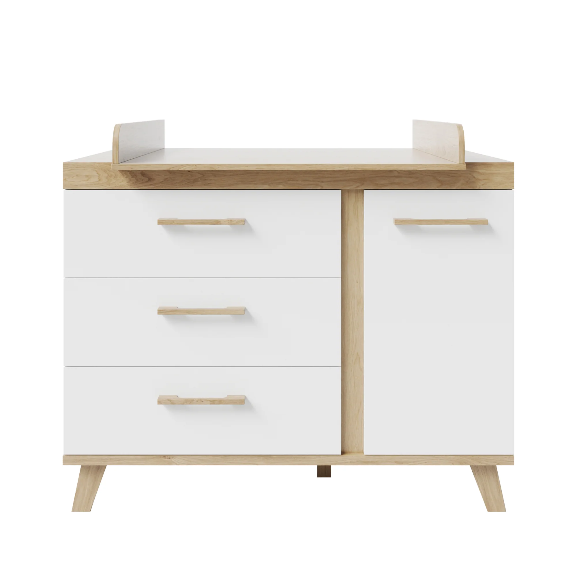 Kinderzimmer 3-teilig 'Smile' - Kombi-Bett + Wickelkommode + Kleiderschrank - Artisan Eiche / Weiß - Image 7
