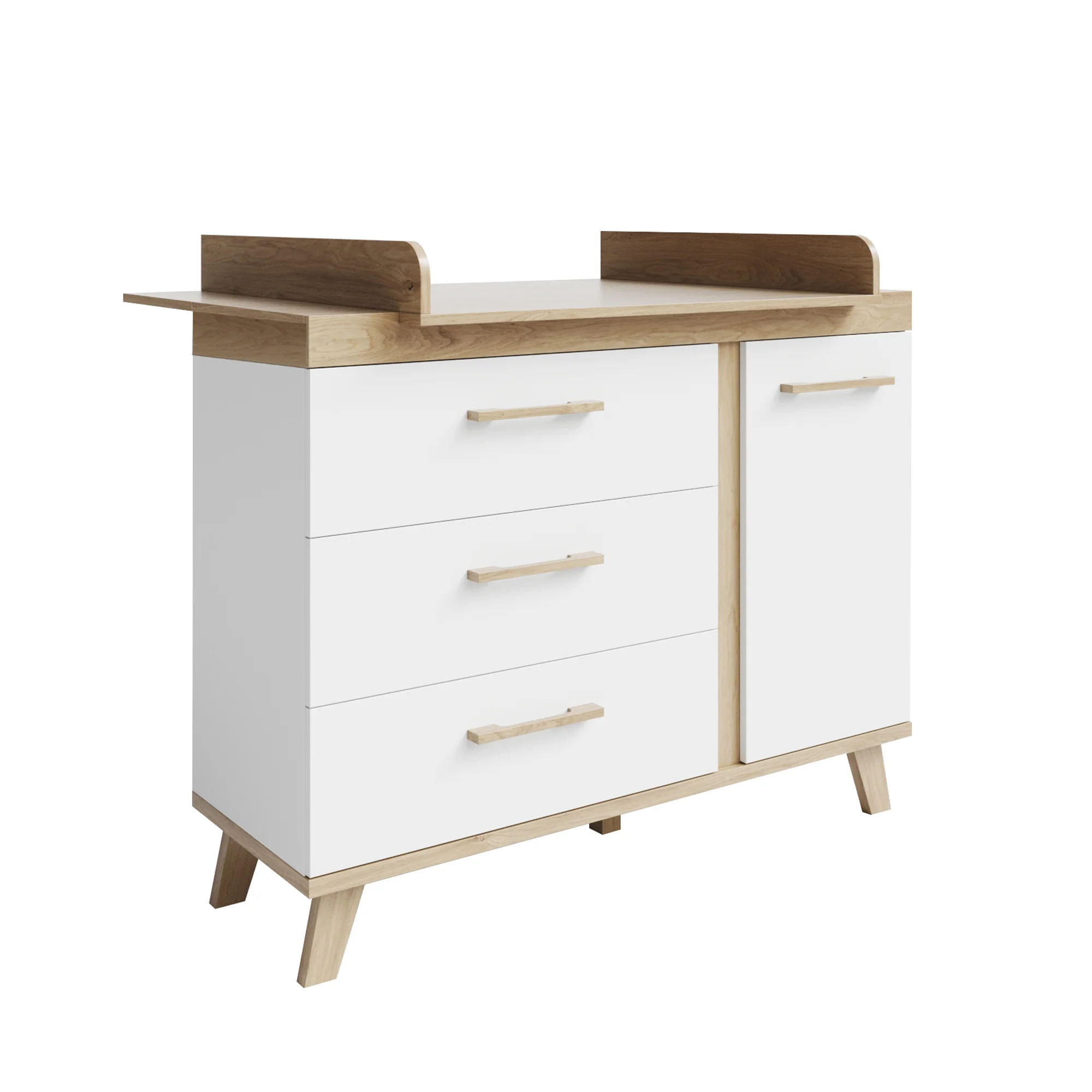 Kinderzimmer 3-teilig 'Smile' - Kombi-Bett + Wickelkommode + Kleiderschrank - Artisan Eiche / Weiß - Image 8