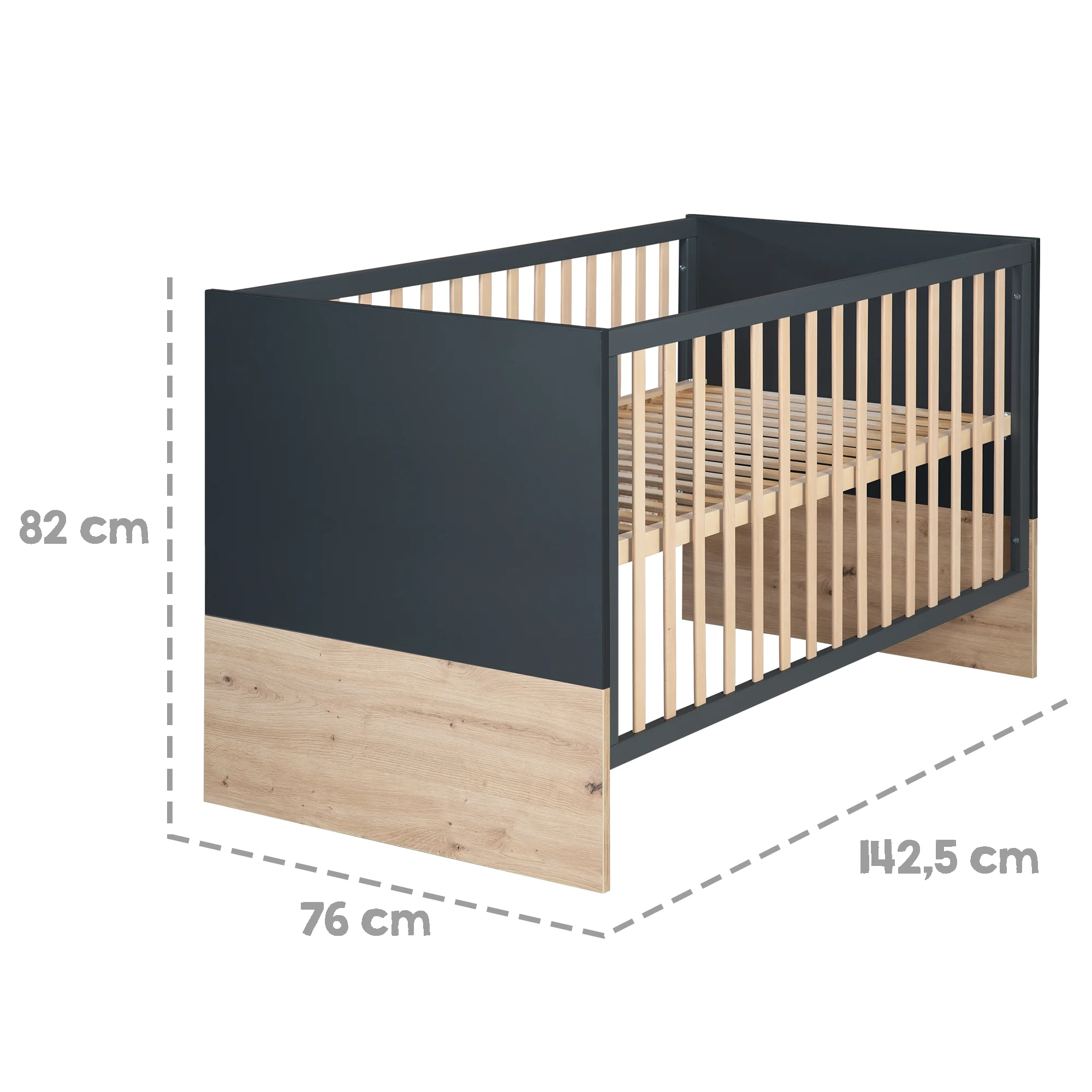 Kinderzimmerset 'Lenn' 3-teilig - Bett 70x140 + Wickelkommode + Kleiderschrank 3-türig - Image 5
