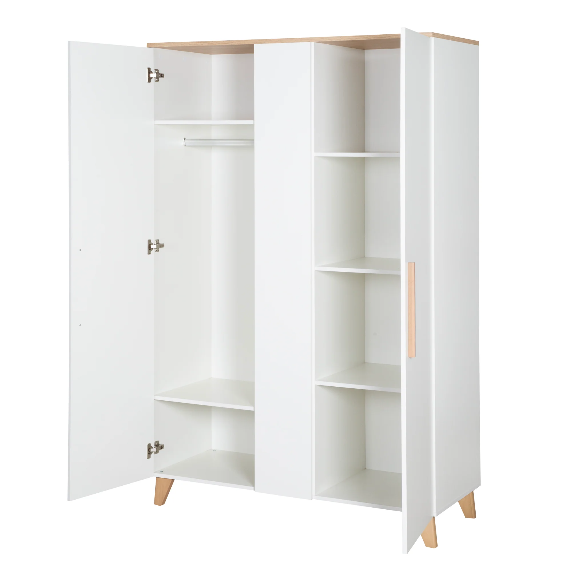 Zimmerset 'Leon' 3-teilig - Kombi-Bett 70x140 + Kommode + Schrank 2,5-türig - Weiß / Eiche - Image 13