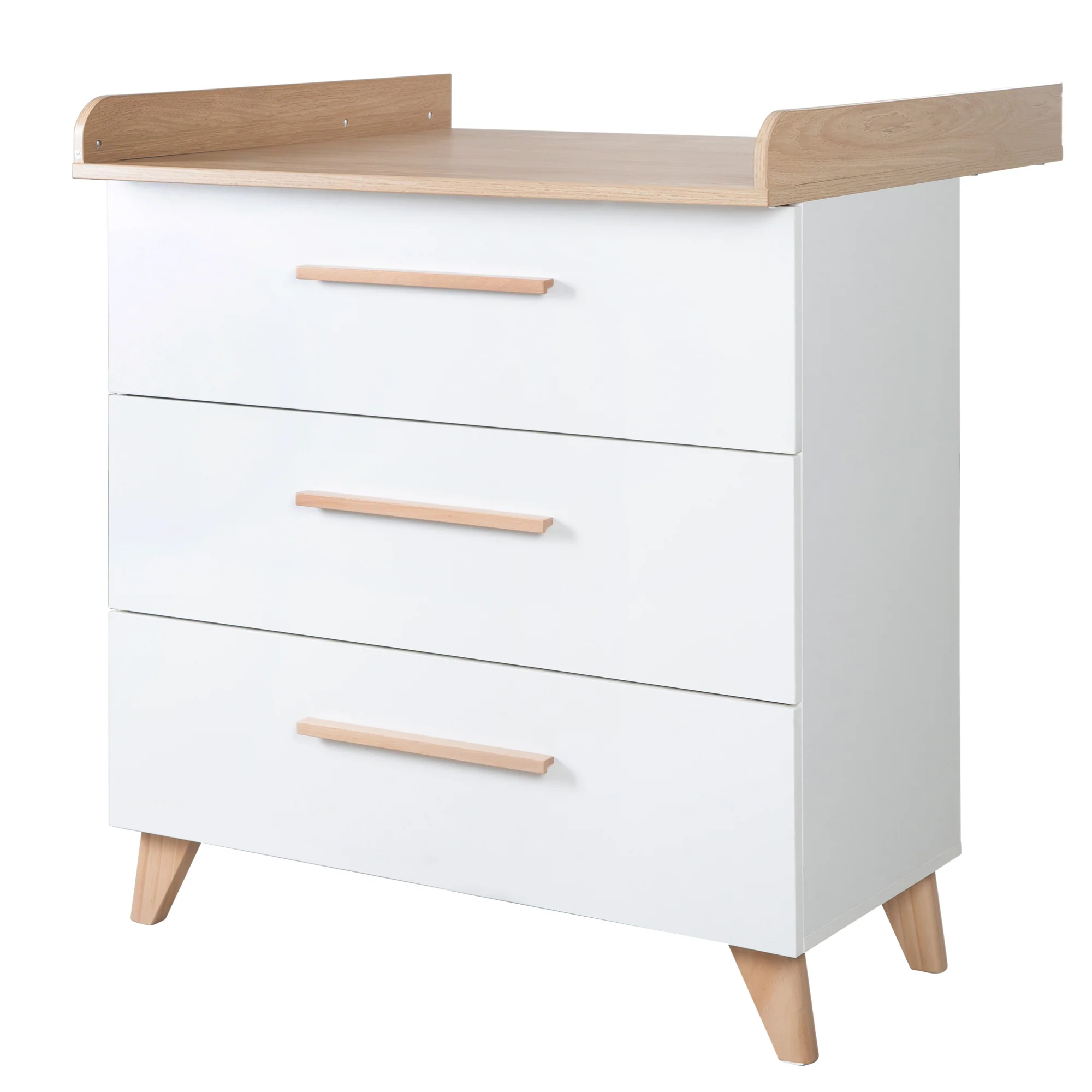 Zimmerset 'Leon' 3-teilig - Kombi-Bett 70x140 + Kommode + Schrank 2,5-türig - Weiß / Eiche - Image 21