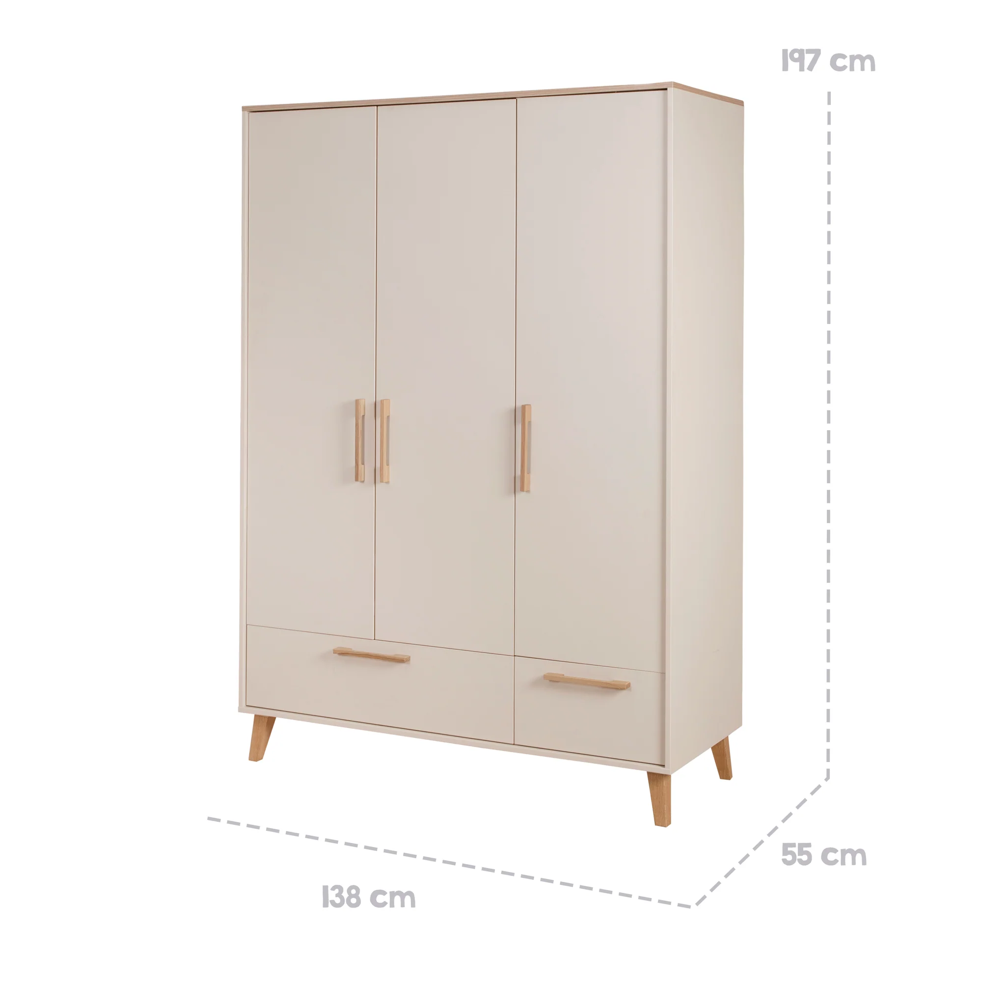 Babyzimmer 'Jil' 3-teilig - Gitterbett + Babykommode + Schrank - Cashmere / Chestnut - Image 24