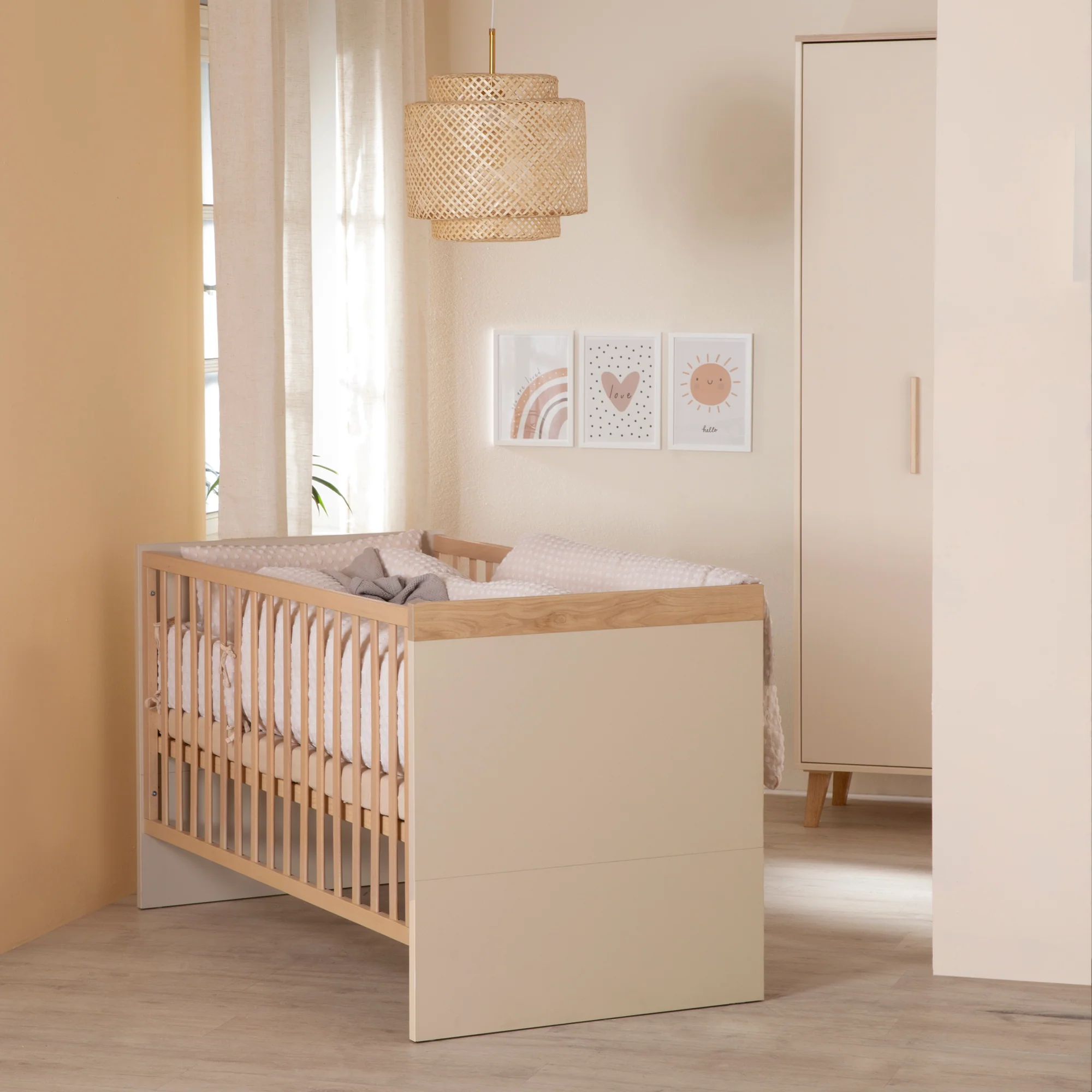 Babyzimmer 'Jil' 3-teilig - Gitterbett + Babykommode + Schrank - Cashmere / Chestnut - Image 9