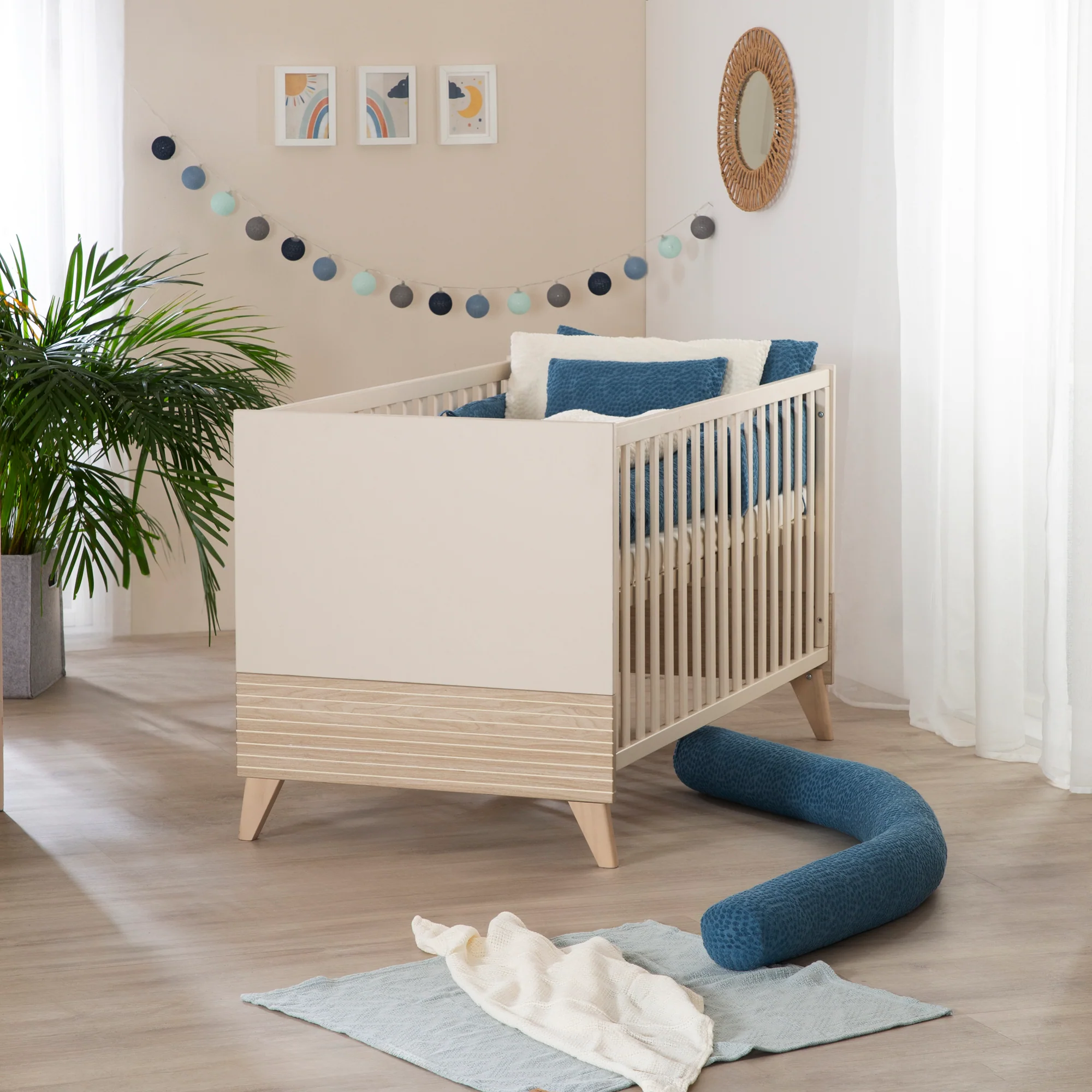Kinderzimmer 'Sidney' 3-teilig - Kinderbett 70 x 140 cm + Kommode + Kleiderschrank - Cashmere / Eiche - Image 8