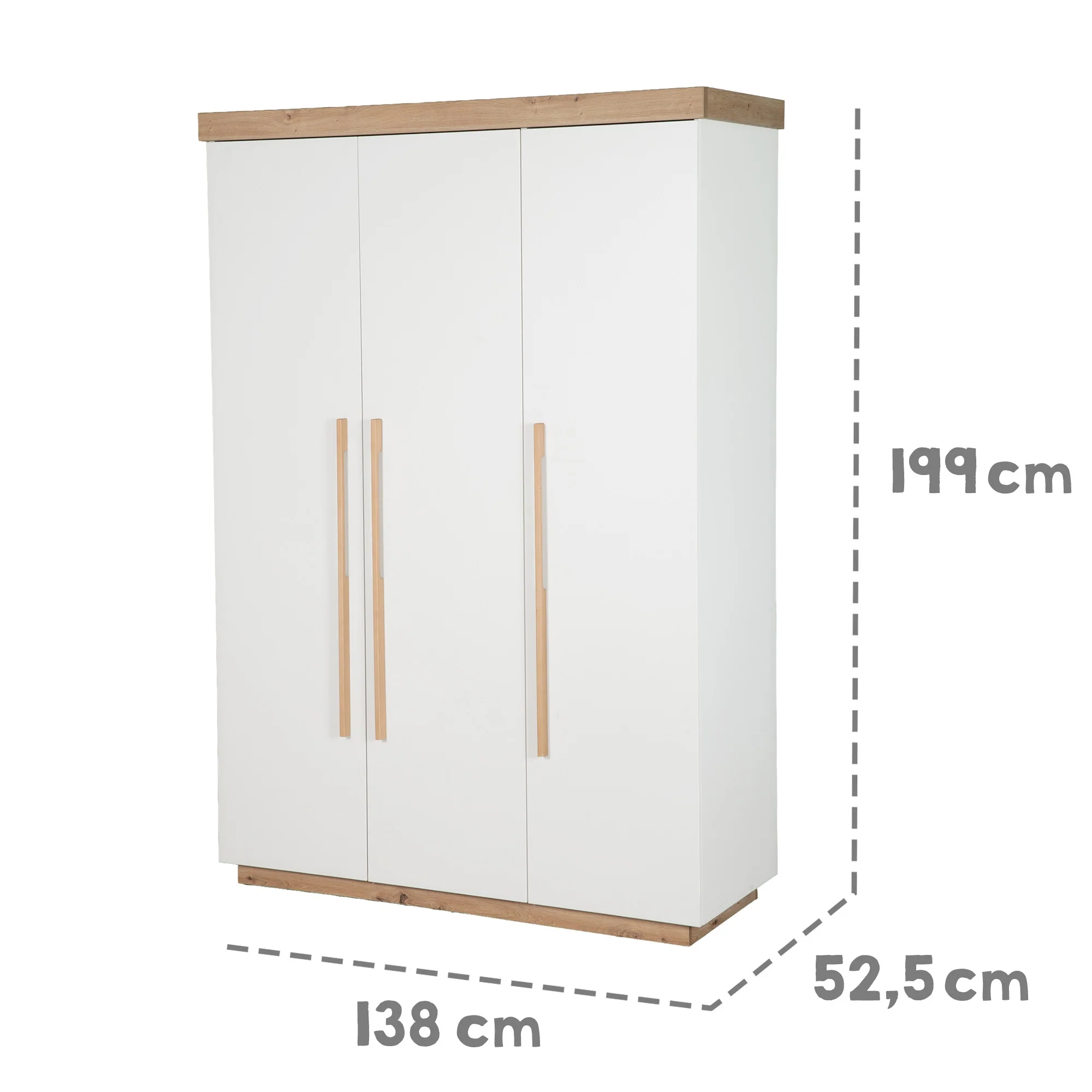 Kinderzimmer Set 'Lumo' 3-teilig - Kombi-Bett + Wickelkommode + Kleiderschrank - Weiß / Artisan Eiche - Image 22