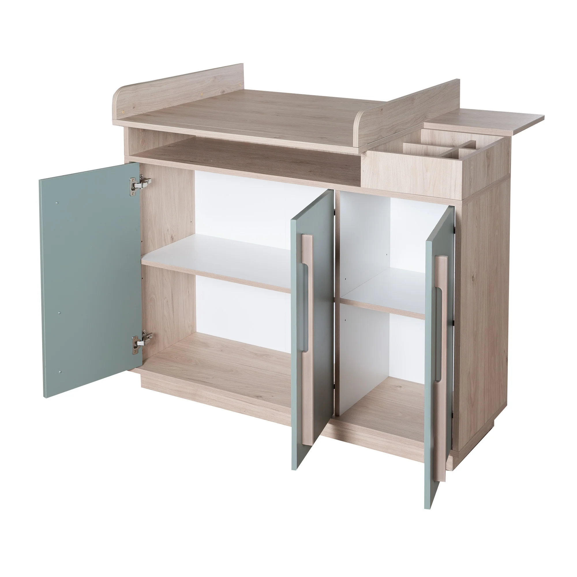 Babyzimmer 'Selva' 3-teilig - Offene Fächer & Soft Close - Reed Green / Virginia Chestnut - Image 12
