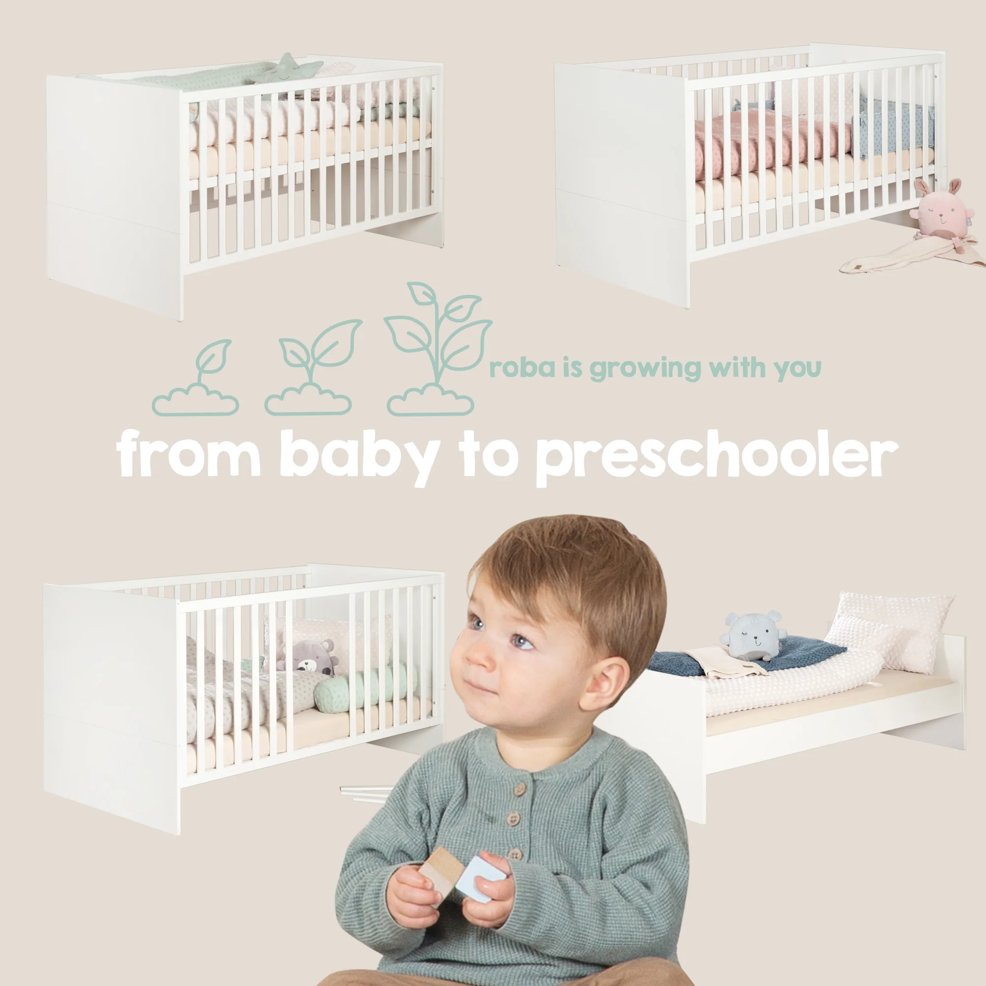 Babyzimmer 'Selva' 3-teilig - Offene Fächer & Soft Close - Reed Green / Virginia Chestnut - Image 28