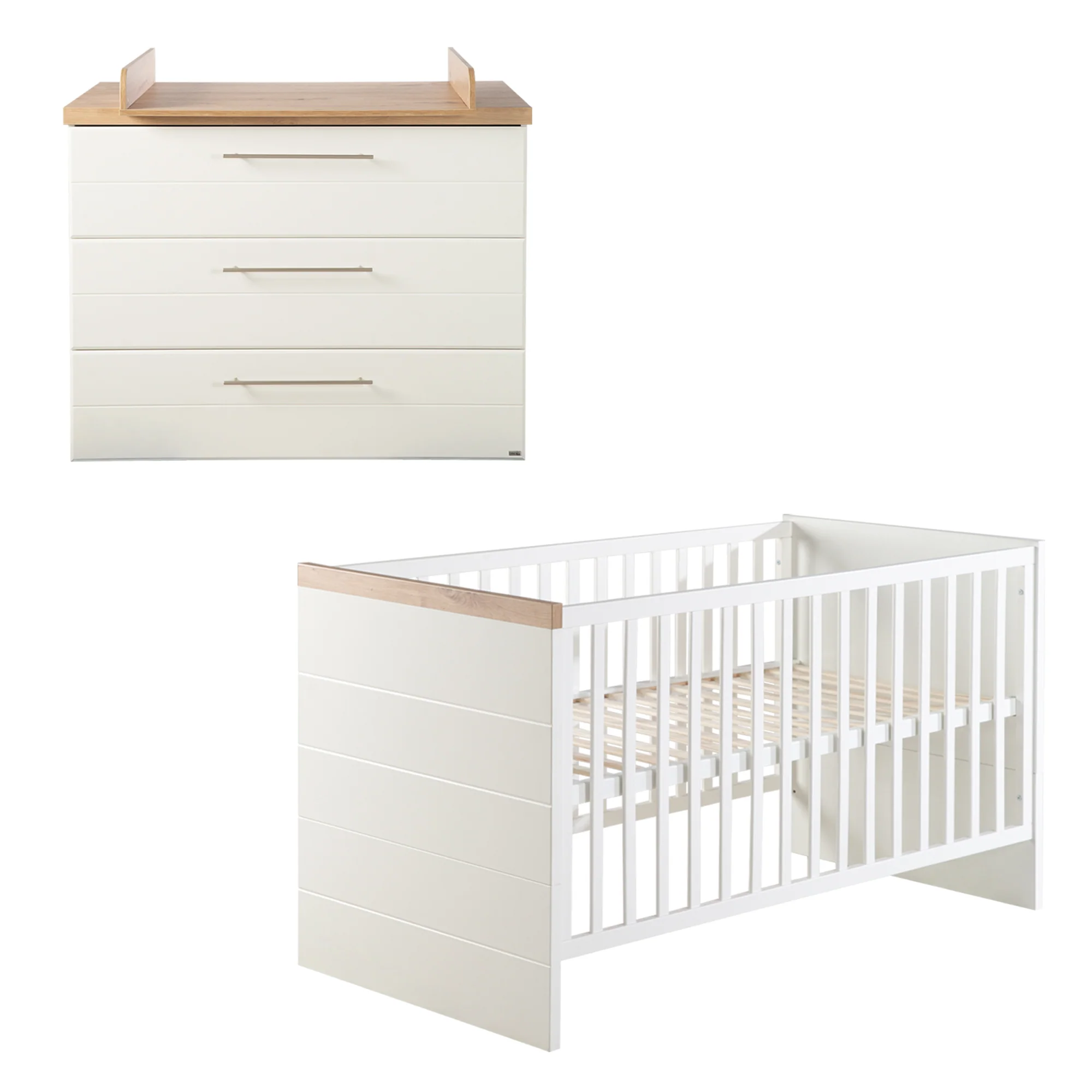 Möbelset 'Nele' 2-teilig, inkl. Kombi-Kinderbett 70 x 140 & Wickelkommode breit