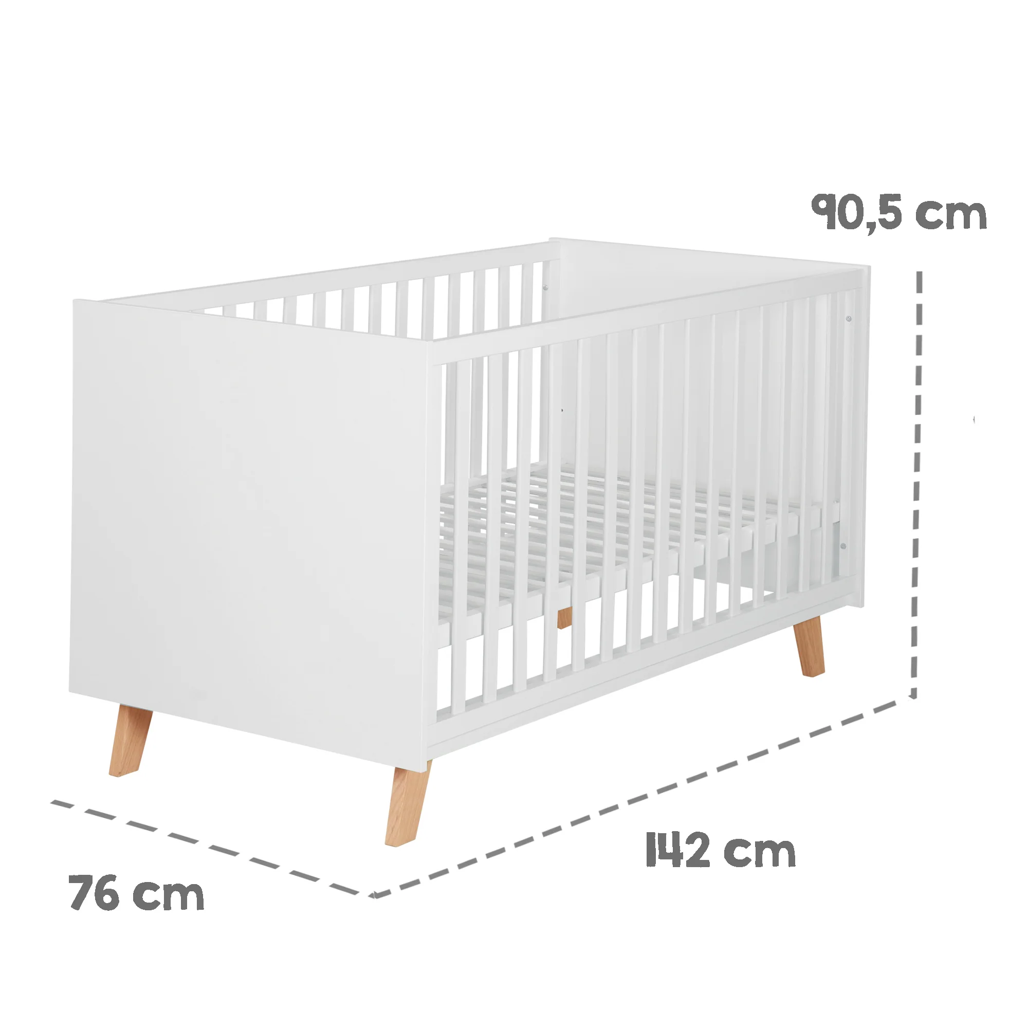 Möbelset 'Smile' 2-teilig - Kombi-Bett 70x140 + Wickelkommode - Artisan Eiche / Weiß - Image 3