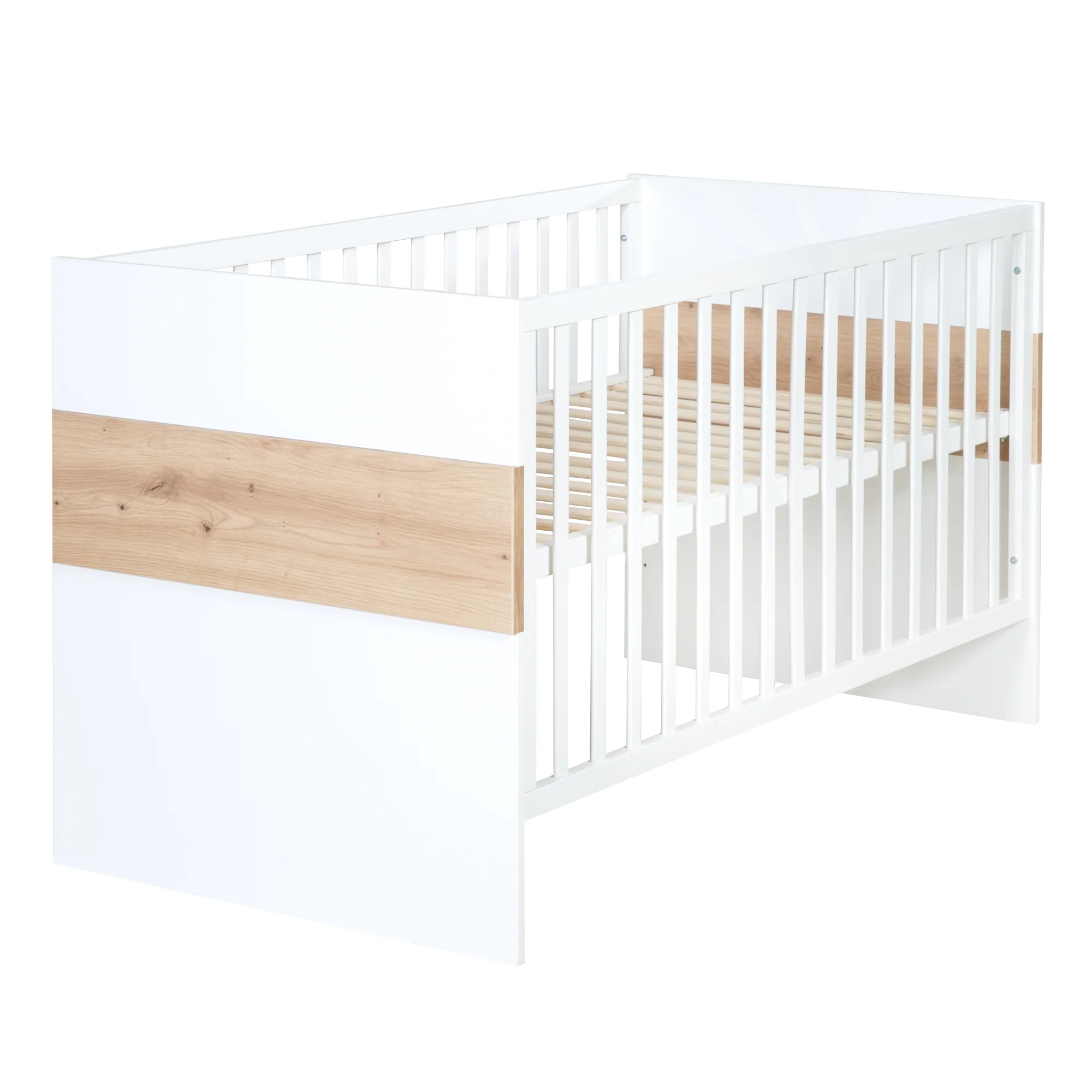 Möbelset 'Lion 2-teilig - Kombi-Kinderbett 70x140 + Wickelkommode breit - Weiß - Dekor 'Artisan Eiche' - Image 18