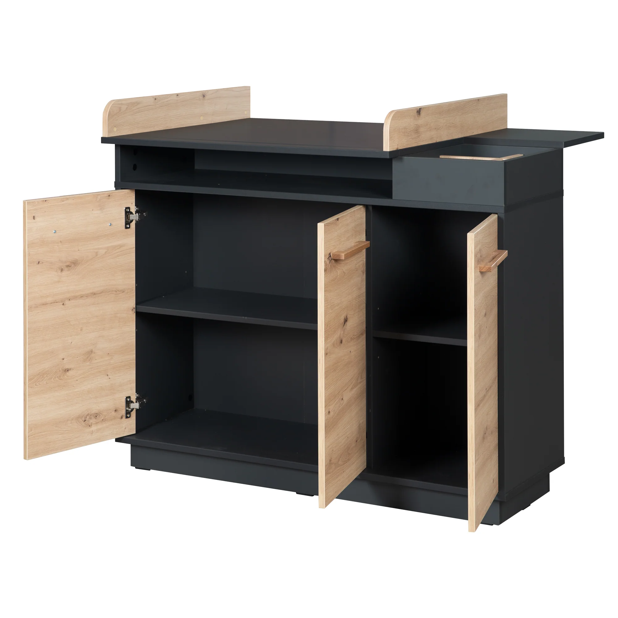 Möbelset 'Lenn' - Kombi-Kinderbett 70x140 + Wickelkommode - Anthrazit - Dekor 'Artisan Eiche' - Image 8