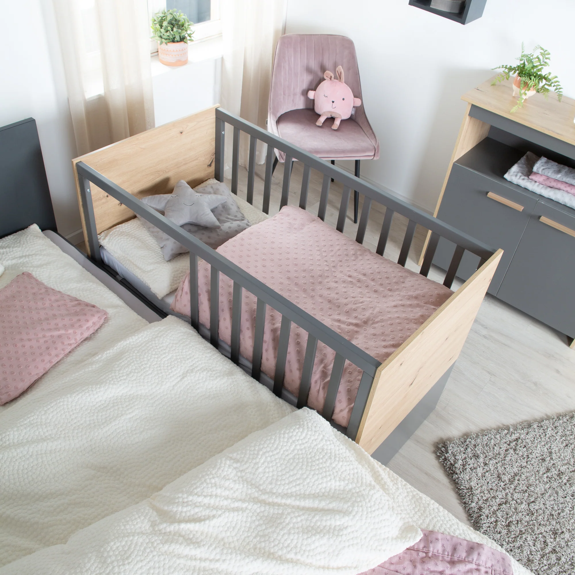 Babymöbel-Set 'Anna' 2-teilig - Anthrazit / Dekor Kent Eiche - Image 7