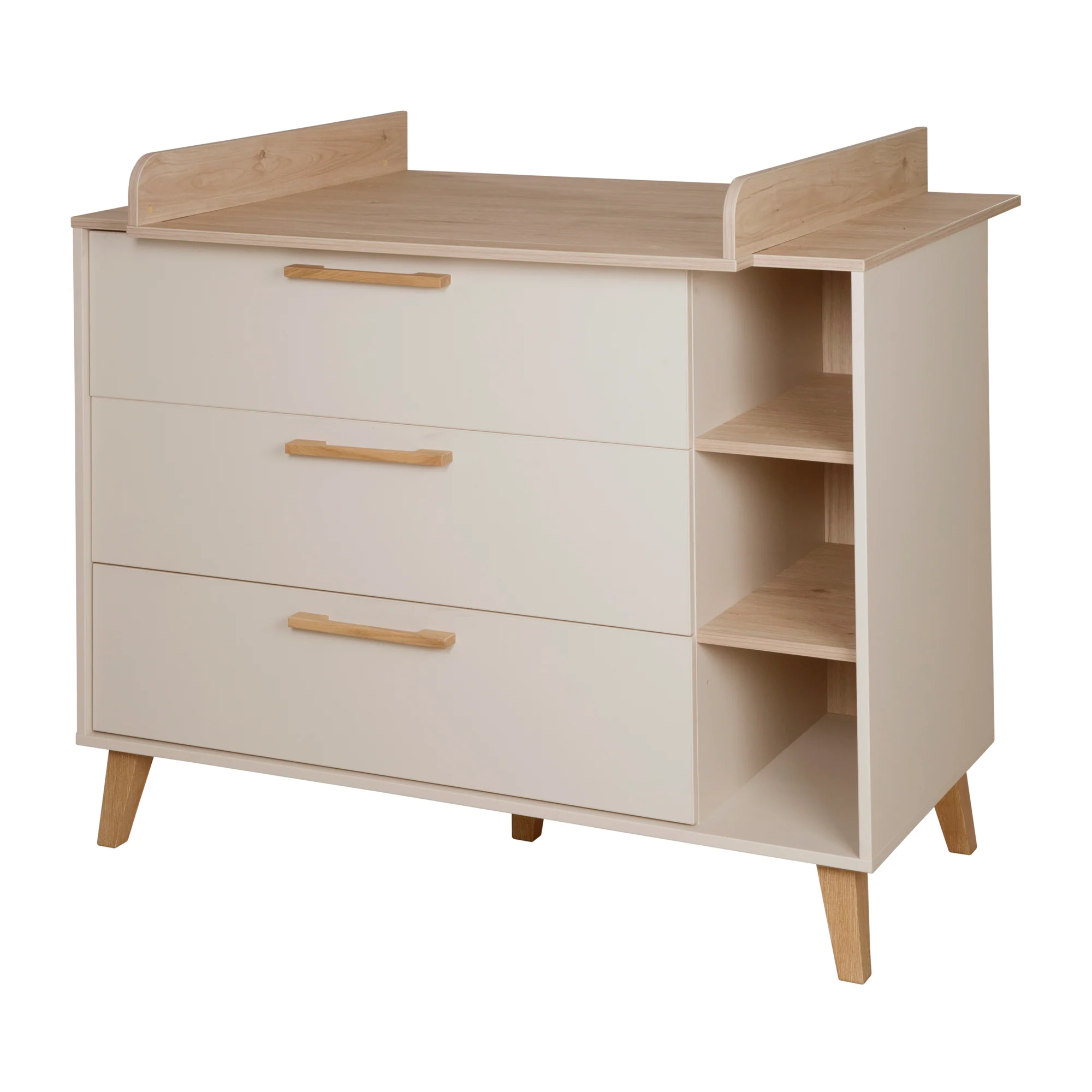 Möbelset Jil 2-teilig - Kombi-Kinderbett 70x140cm + Wickelkommode - Cashmere / Chestnut - Image 11