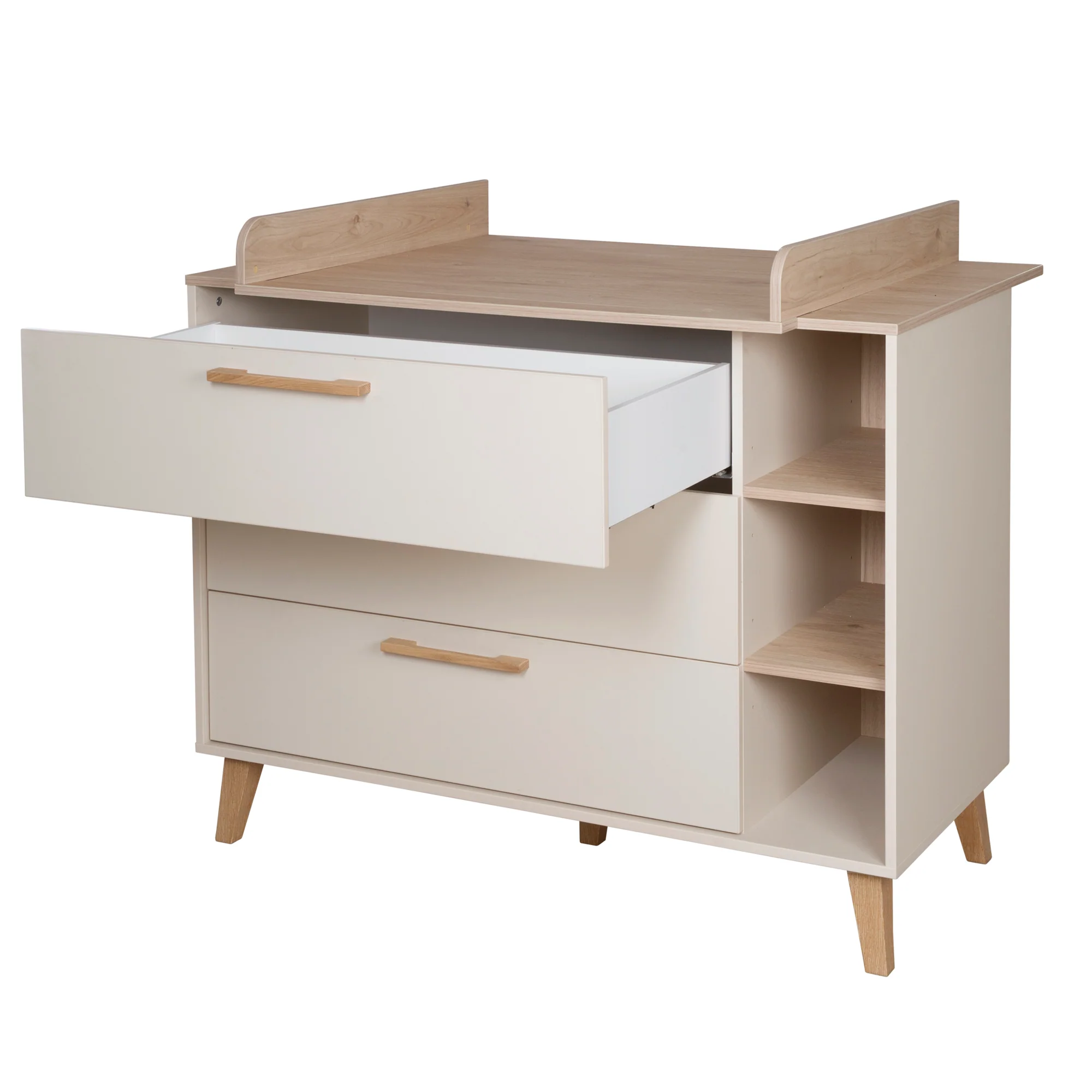 Möbelset Jil 2-teilig - Kombi-Kinderbett 70x140cm + Wickelkommode - Cashmere / Chestnut - Image 12