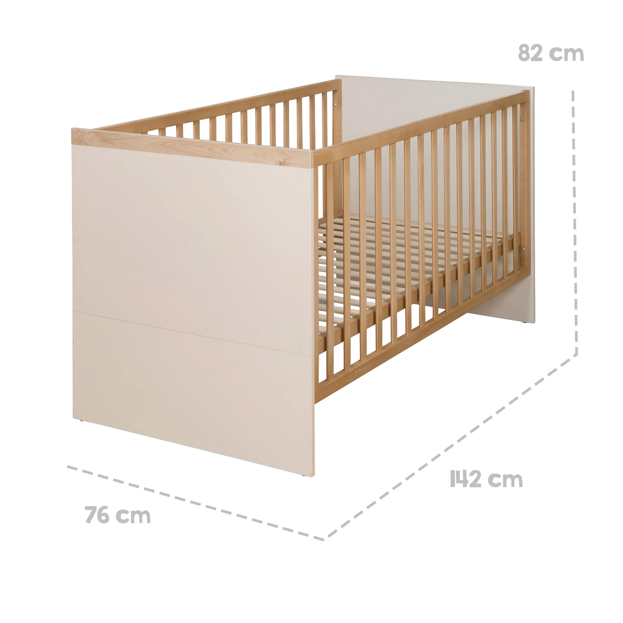 Möbelset Jil 2-teilig - Kombi-Kinderbett 70x140cm + Wickelkommode - Cashmere / Chestnut - Image 6