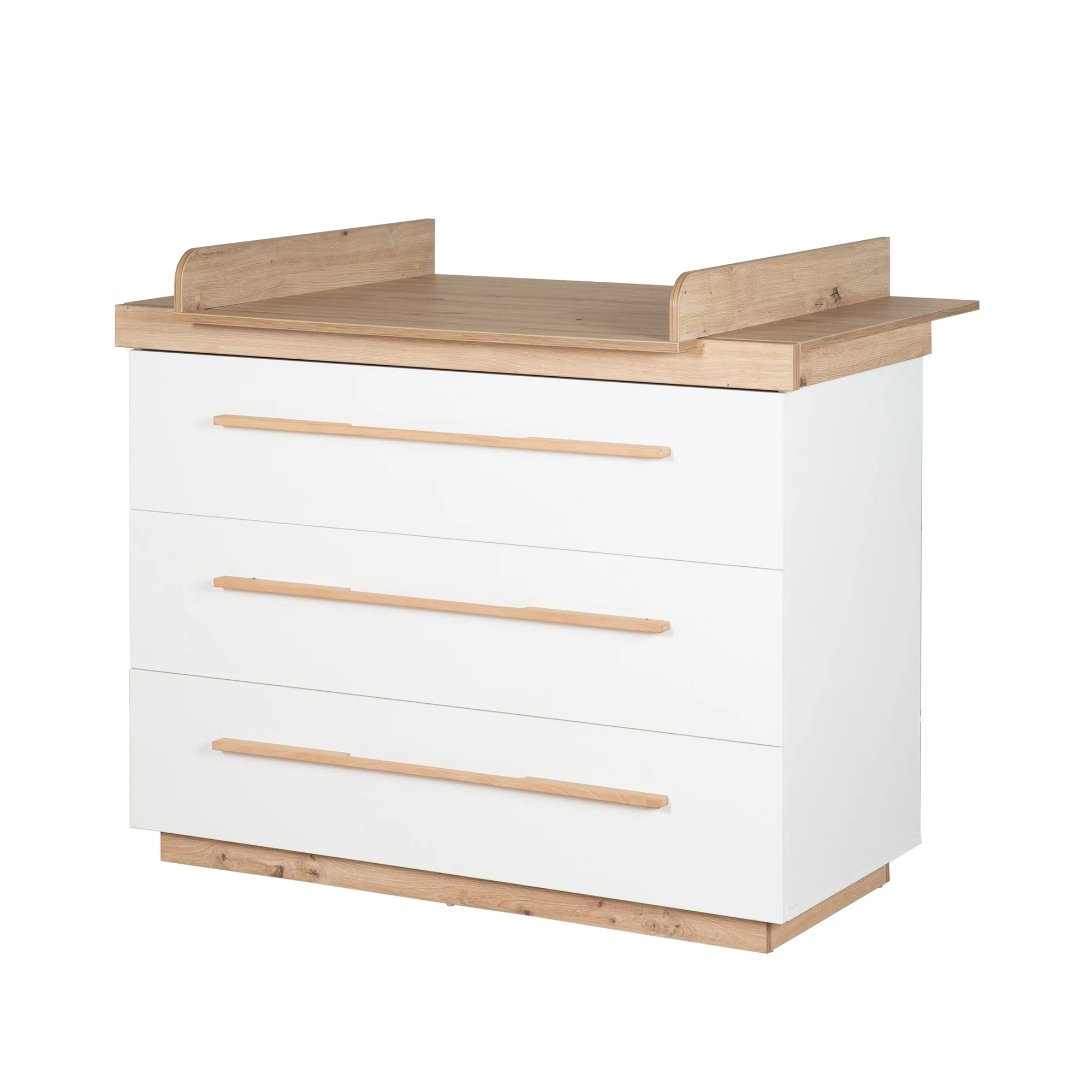 Möbelset 'Lumo' 2-teilig - Kombi-Kinderbett 70x140 + Wickelkommode - Weiß / Artisan Eiche - Image 18