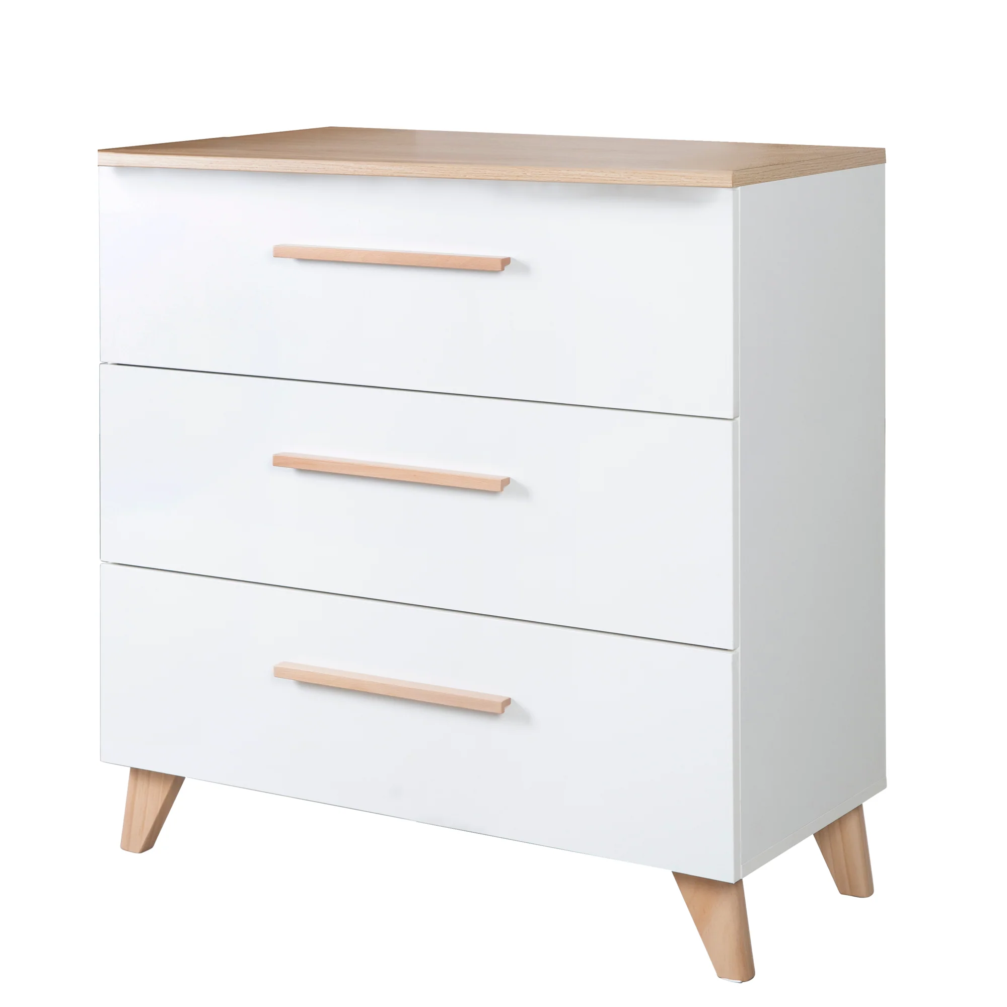 Möbelset 'Leon' 2-teilig - Kombi-Bett 70x140 cm & Wickelkommode - Weiß / Othello Eiche - Image 14