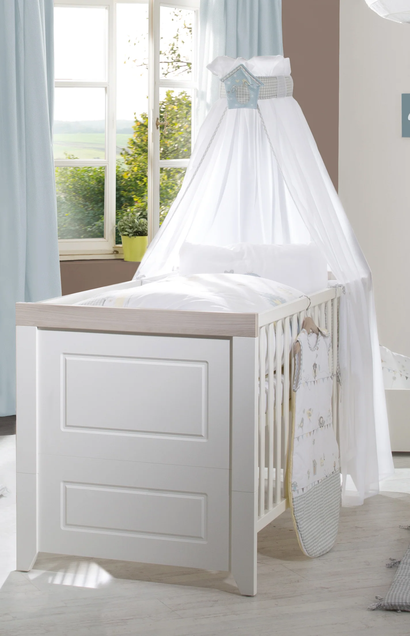 Zimmerset 'Felicia' inkl. Kombi-Bett 70 x 140 cm, Wickelkommode & 3-türigem Schrank, Luna Elm / weiß - Image 8