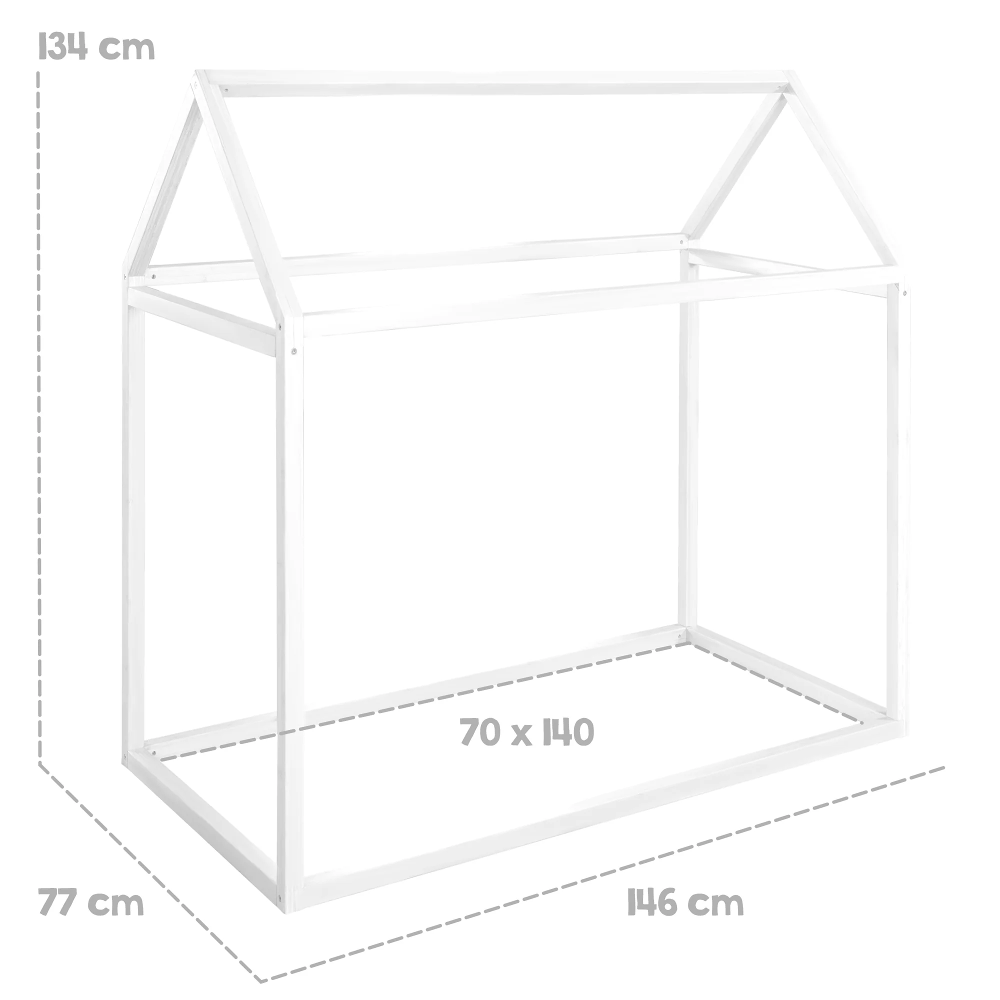Hausbett 70 x 140 cm - Montessori-Bett aus Holz weiß lackiert - FSC zertifiziert - Image 3