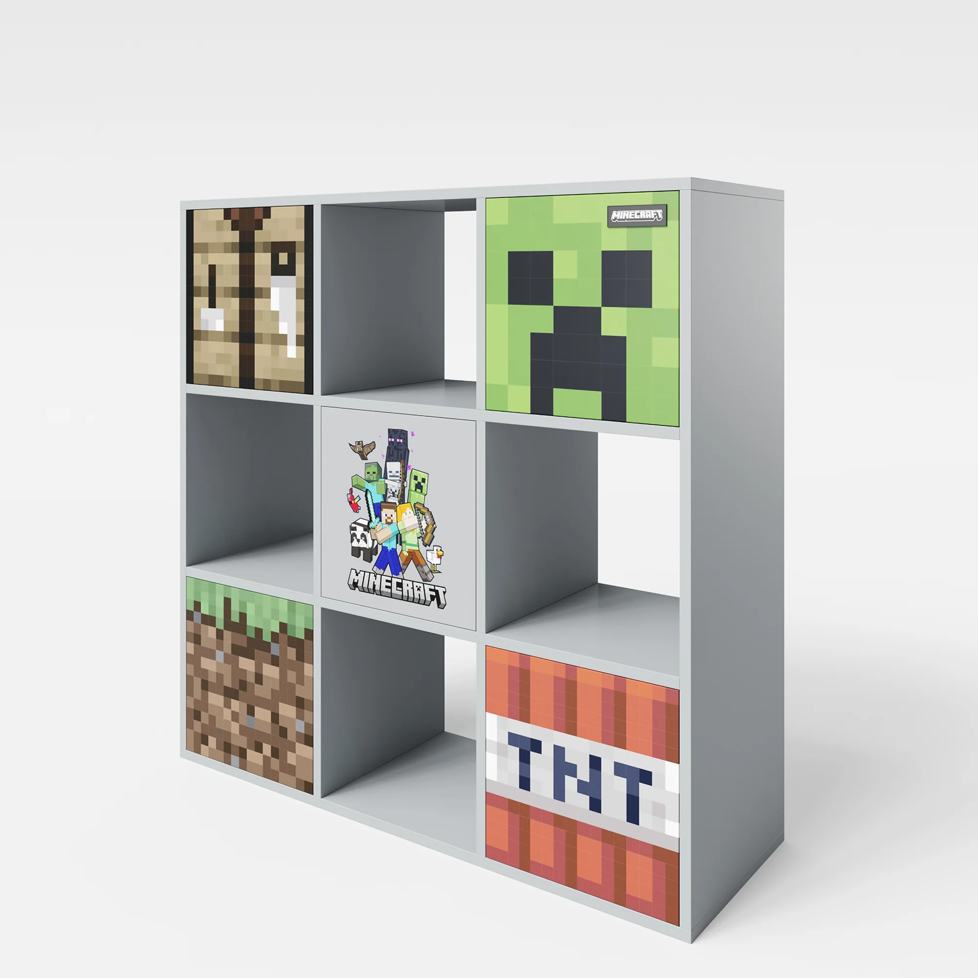 Regal 'Minecraft' mit 4 Fächern & 5 Türen - Push to Open System - Grau - Image 6