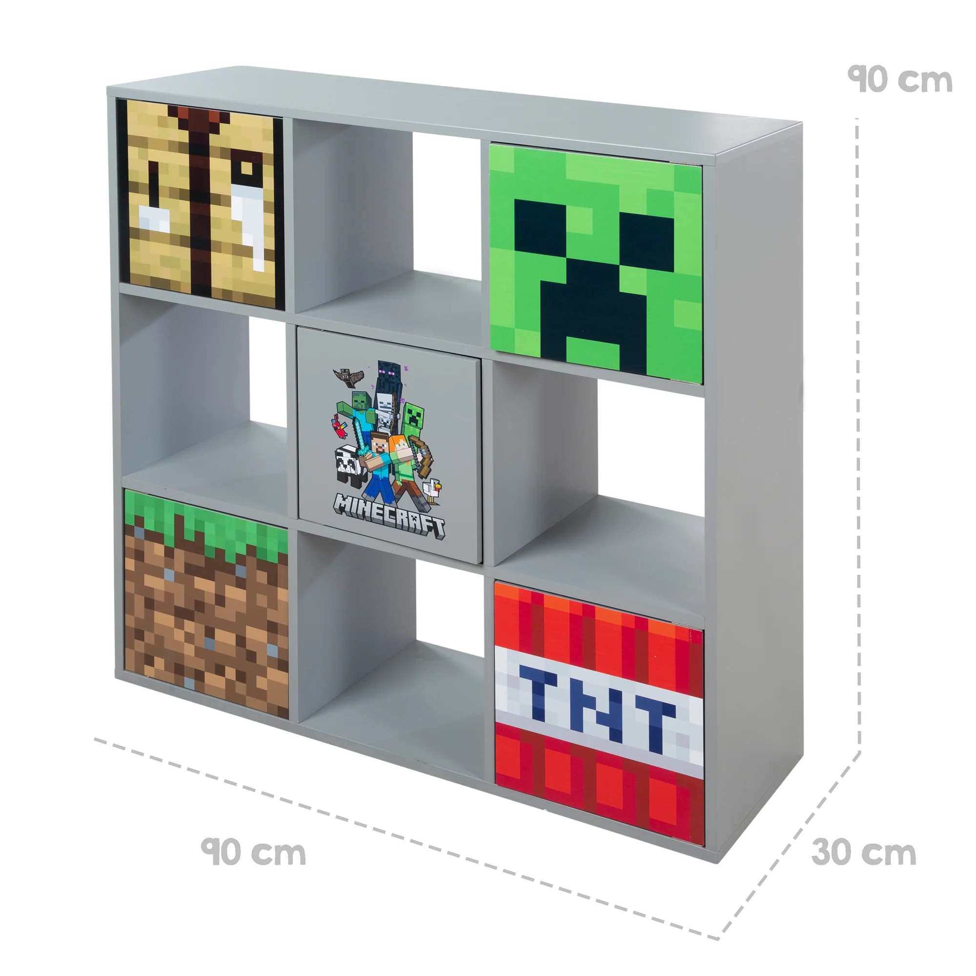 Regal 'Minecraft' mit 4 Fächern & 5 Türen - Push to Open System - Grau - Image 9