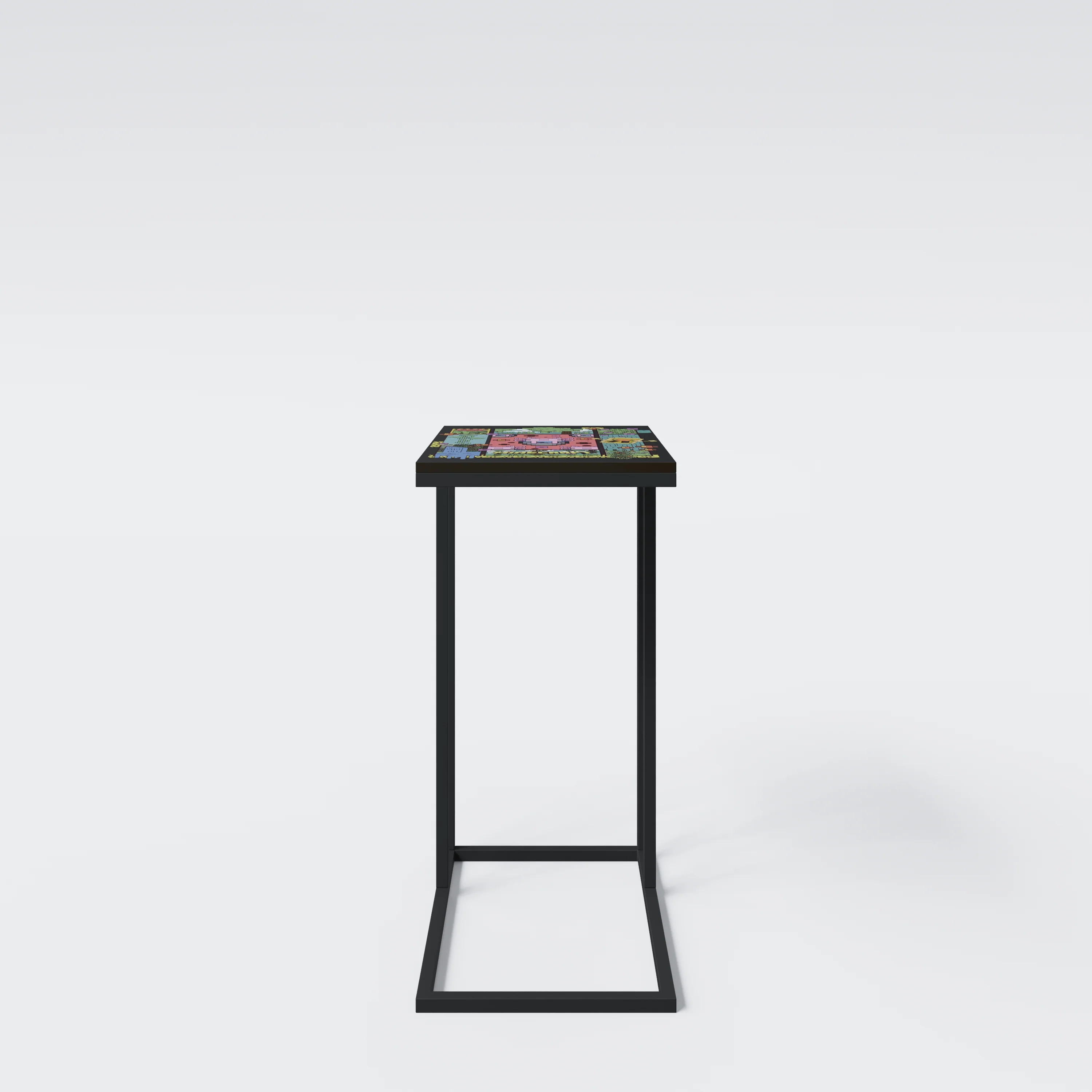 Beistelltisch in C-Form 'Minecraft' - Metall schwarz lackiert - Pixeliger Motivdruck - Image 3