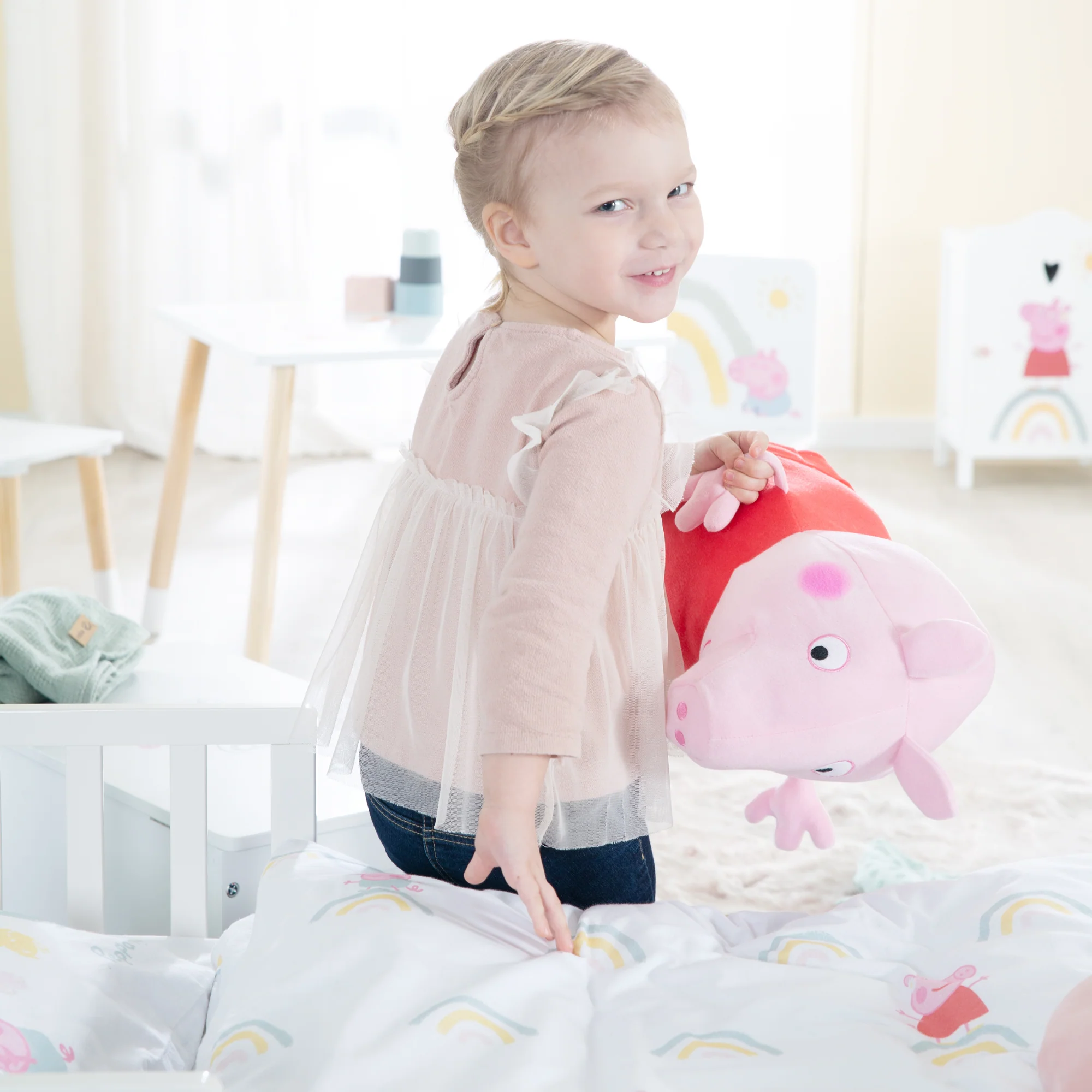 Kinderbettwäsche 100 x 135 cm 'Peppa Pig' - aus Baumwolle - Weiß / Rosa - Image 5