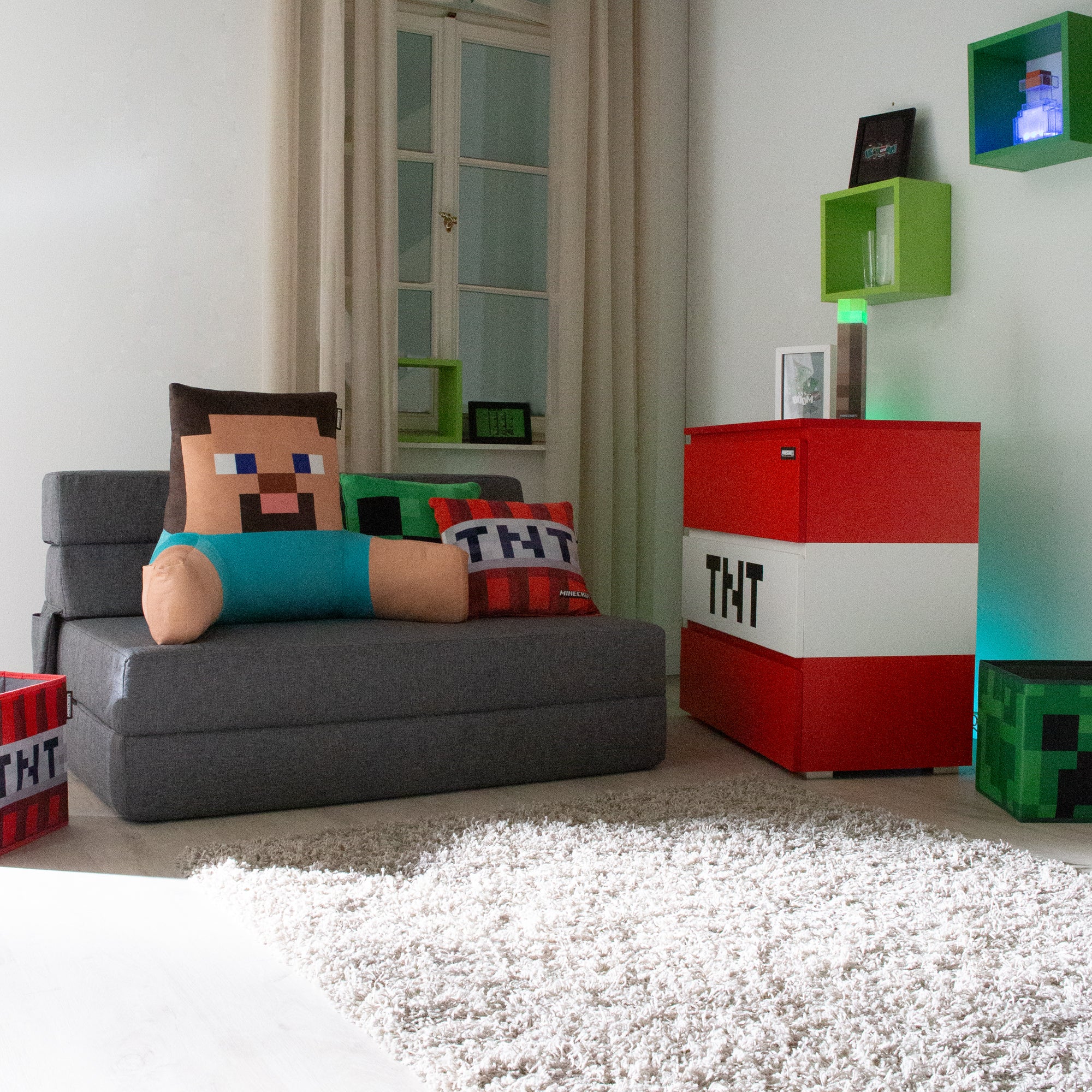 Kommode 'Minecraft' mit 3 Schubladen - LED Beleuchtung - Rot / Weiß - Image 9