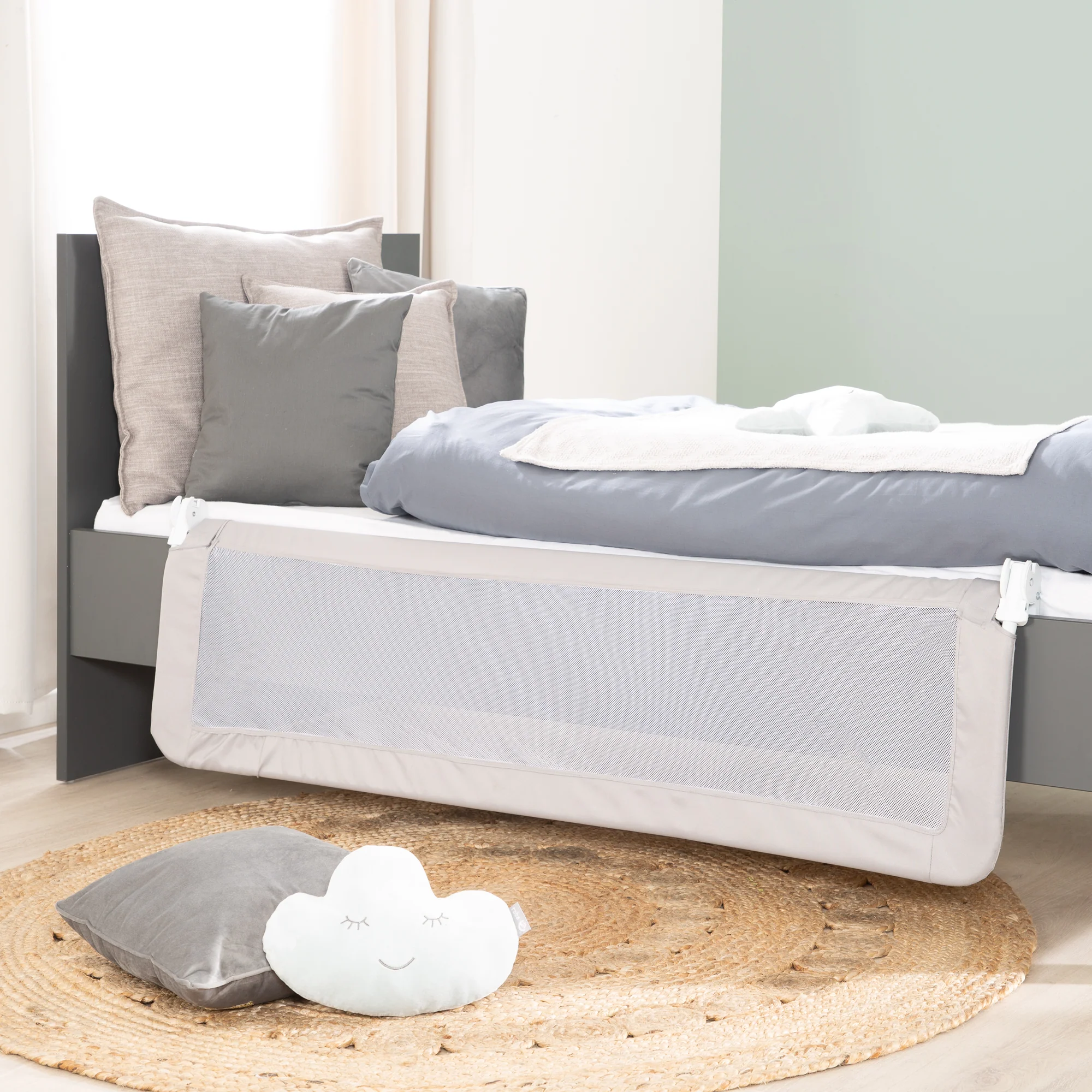 Bettschutzgitter 'Klipp-Klapp' 100 - 150 cm, klappbar, für Babys & Kinder, taupe - Image 3