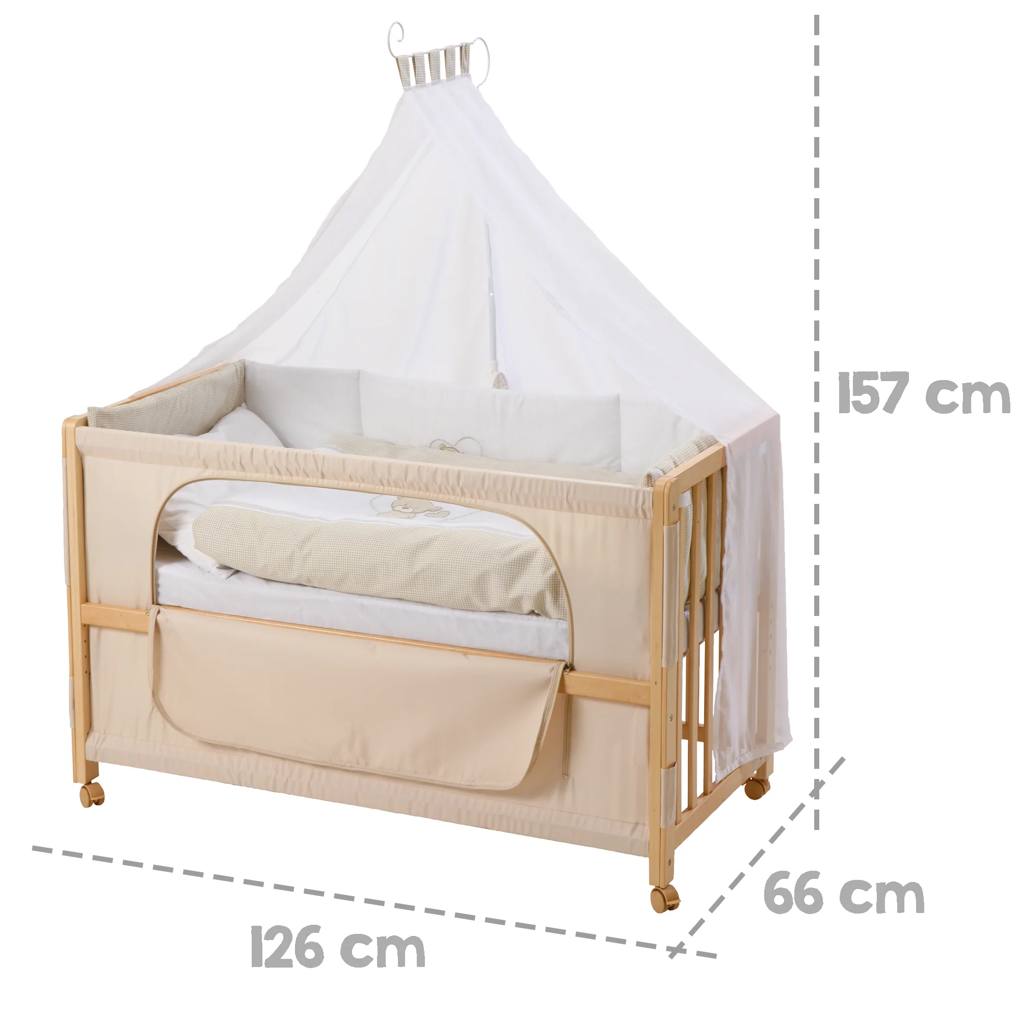Room Bed 'Liebhabär', 60 x 120 cm, Beistellbett zum Elternbett mit kompletter Ausstattung - Image 4